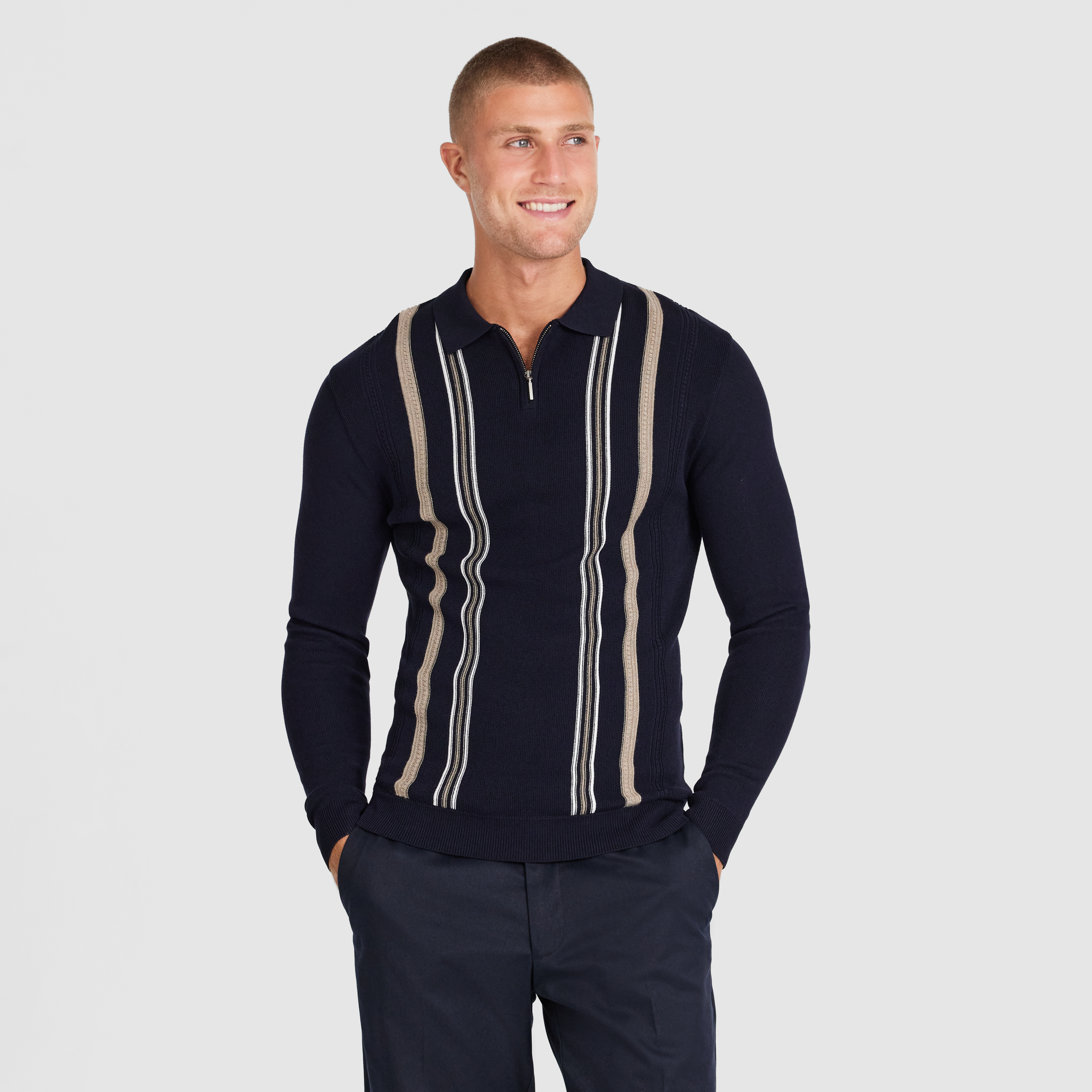 Josiah Stripe Zip Knit