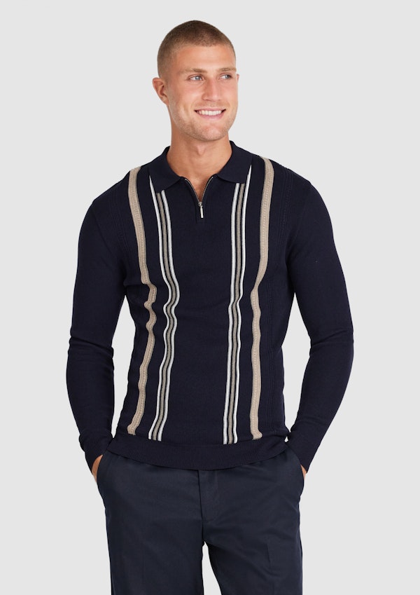 Josiah Stripe Zip Knit