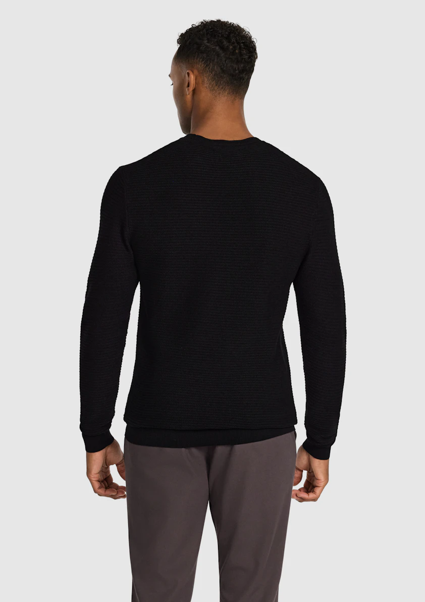 Black Cambridge Textured Crew Knit