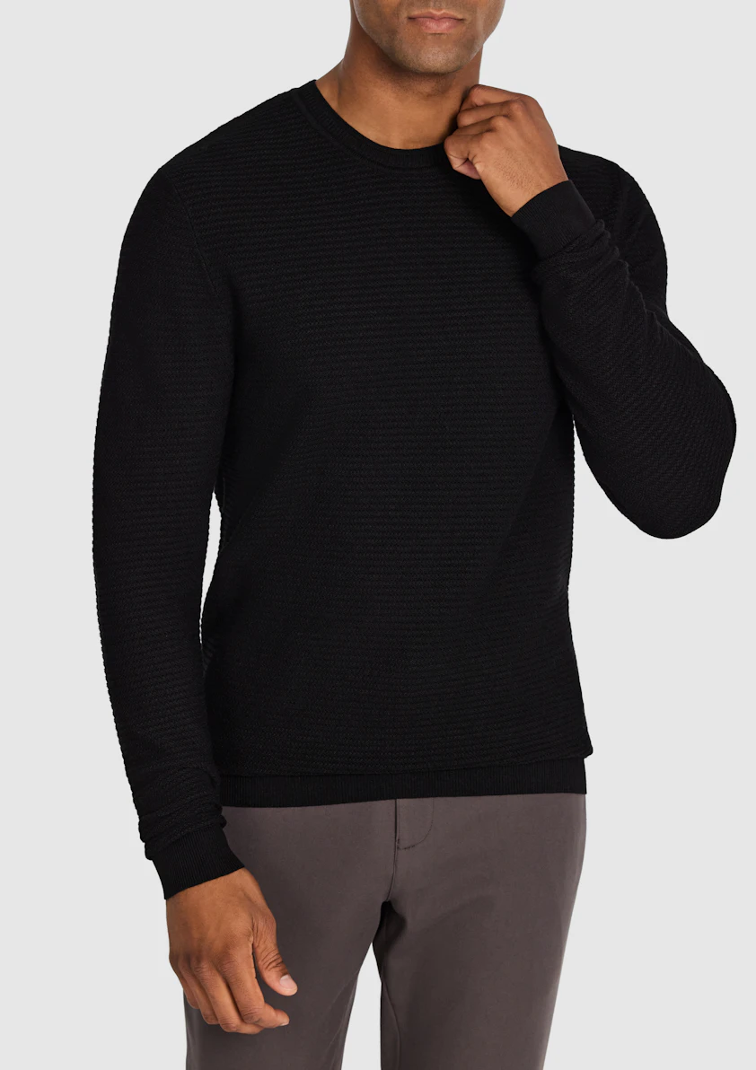 Black Cambridge Textured Crew Knit