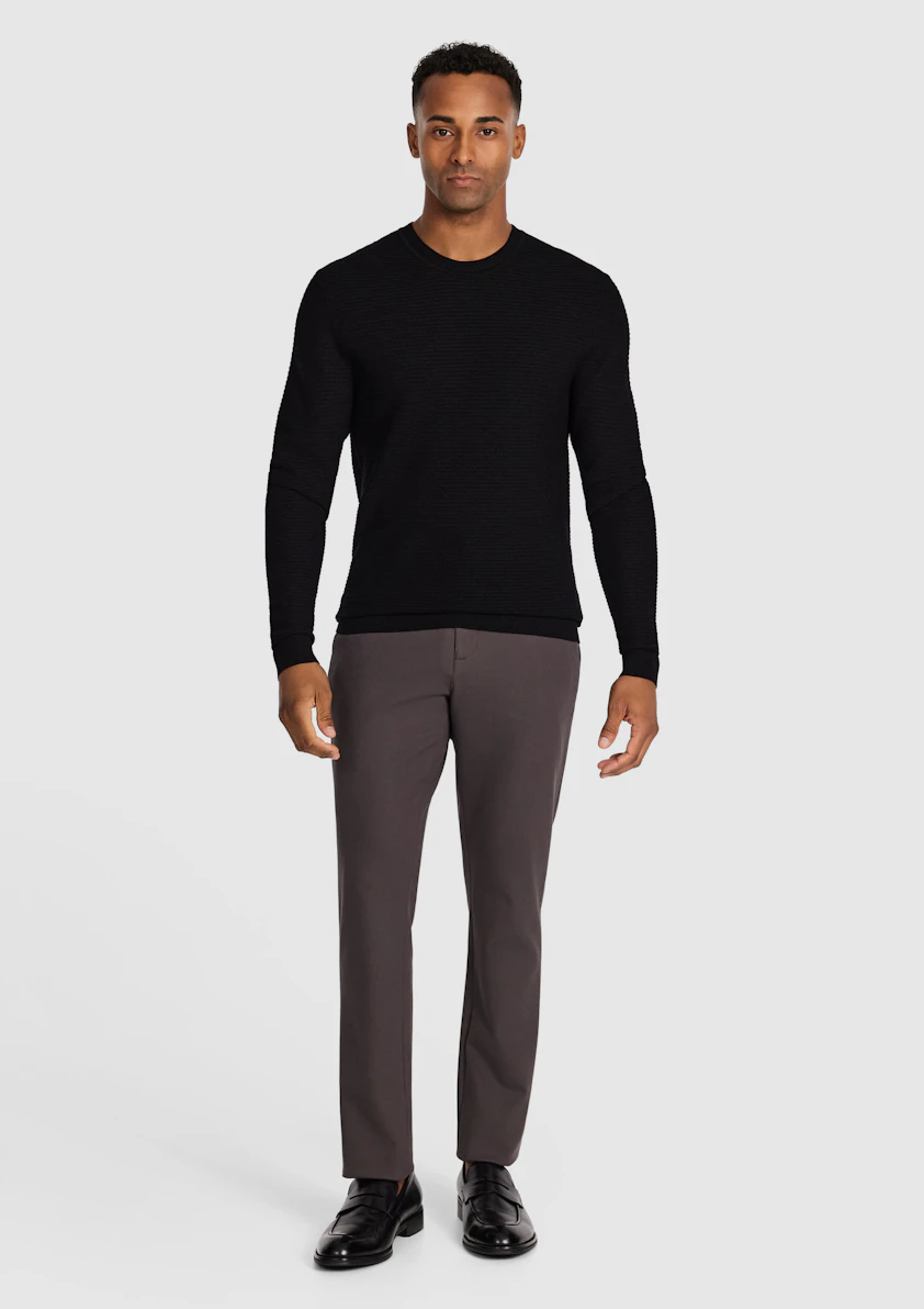 Black Cambridge Textured Crew Knit