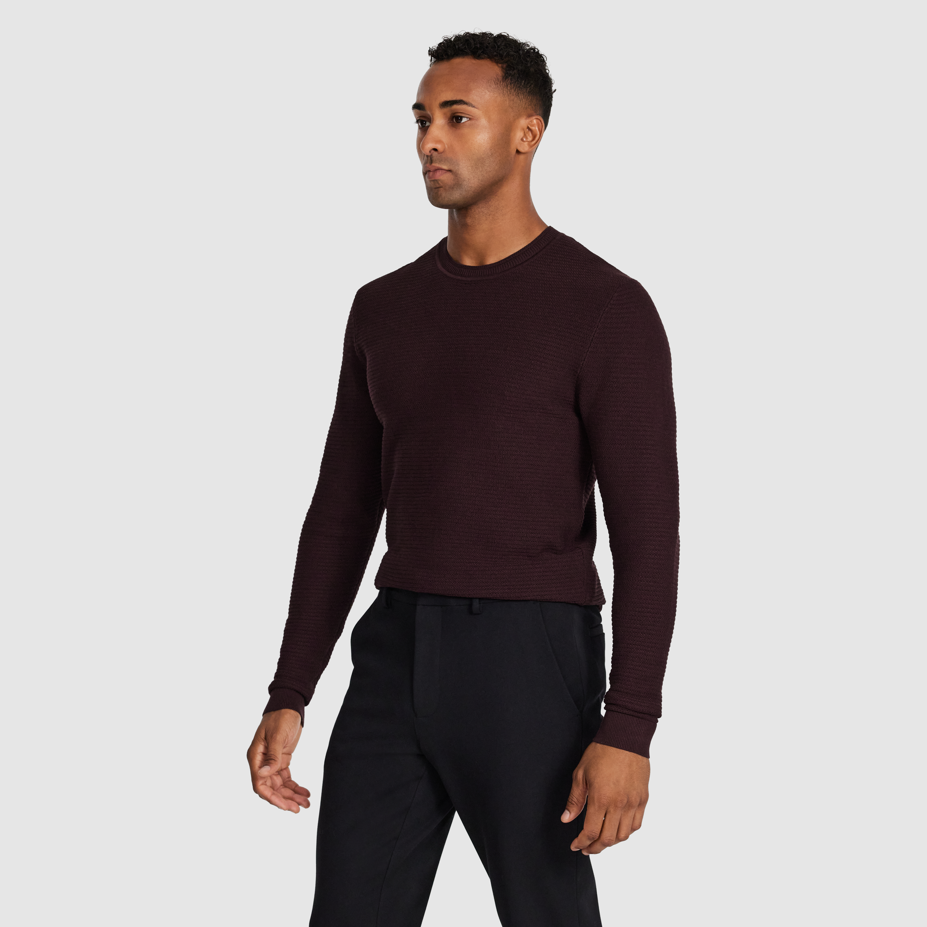 Burgundy Cambridge Textured Crew Knit
