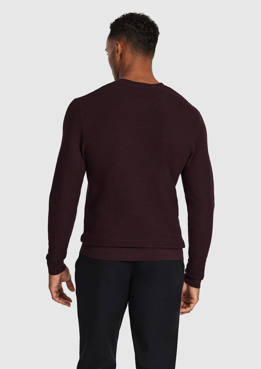 Burgundy Cambridge Textured Crew Knit