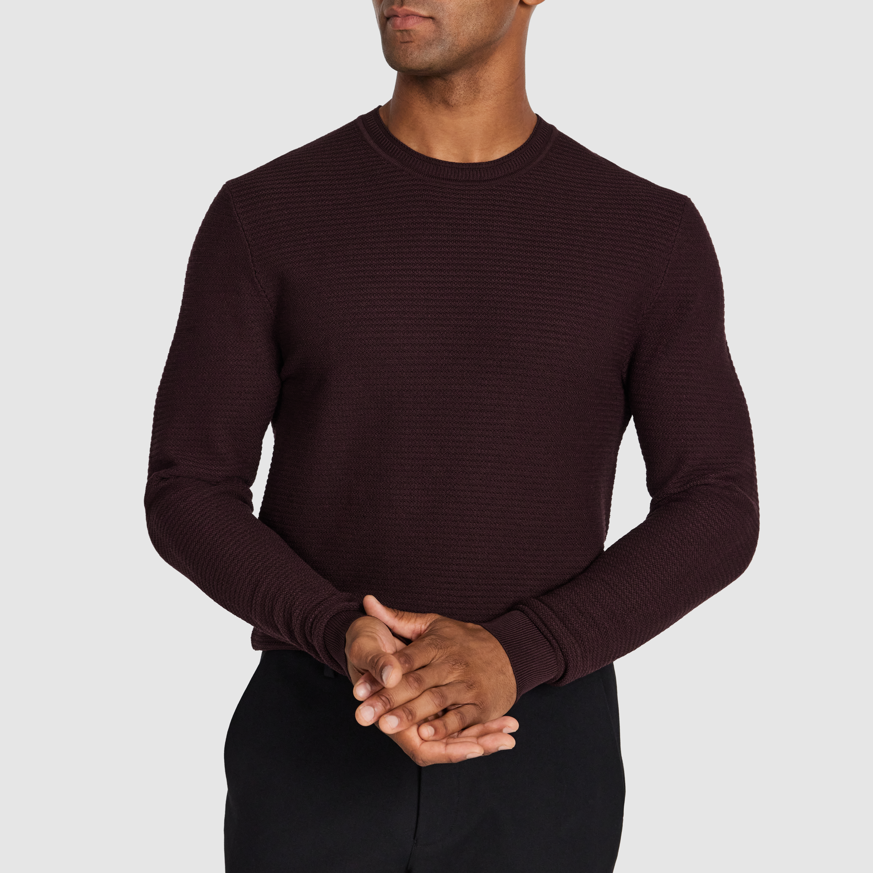 Burgundy Cambridge Textured Crew Knit