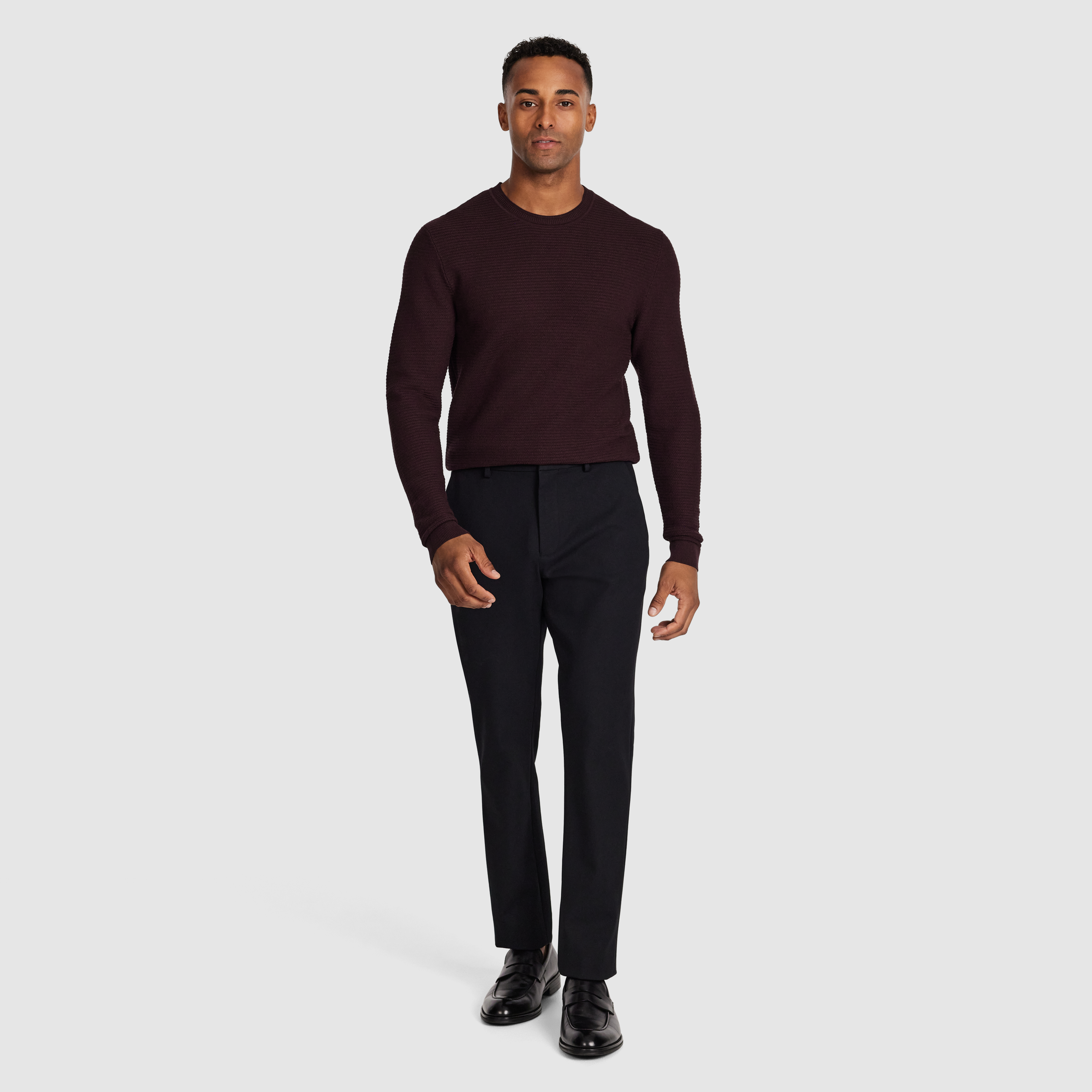 Burgundy Cambridge Textured Crew Knit