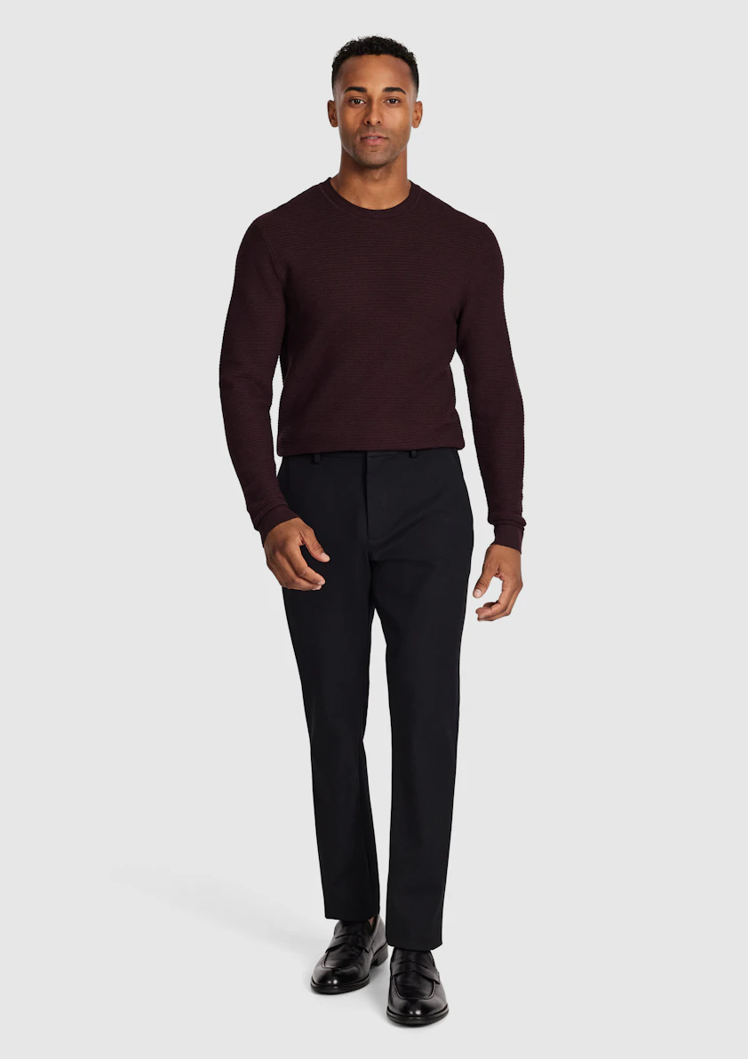 Burgundy Cambridge Textured Crew Knit