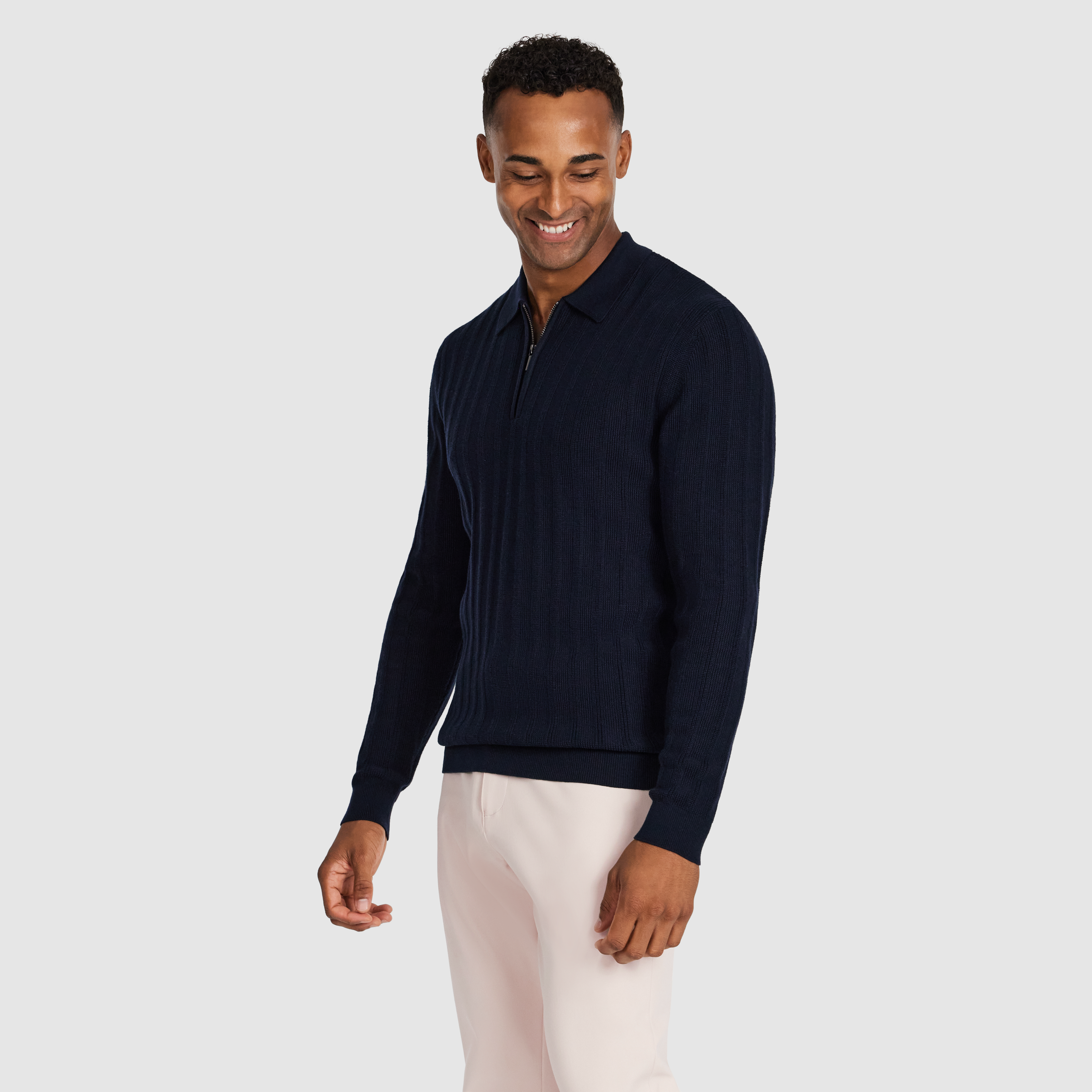 Navy Priestley Zip Knit