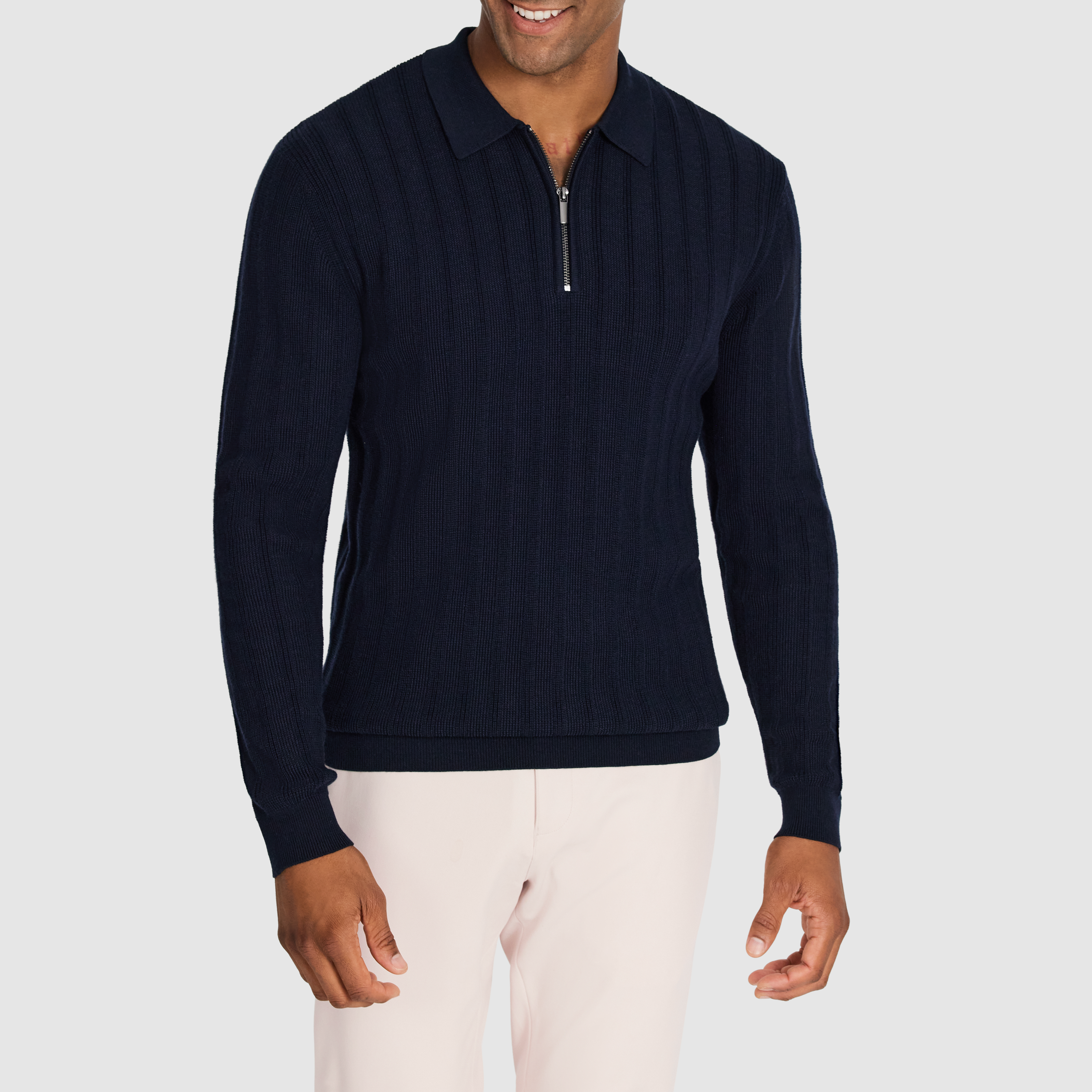 Navy Priestley Zip Knit