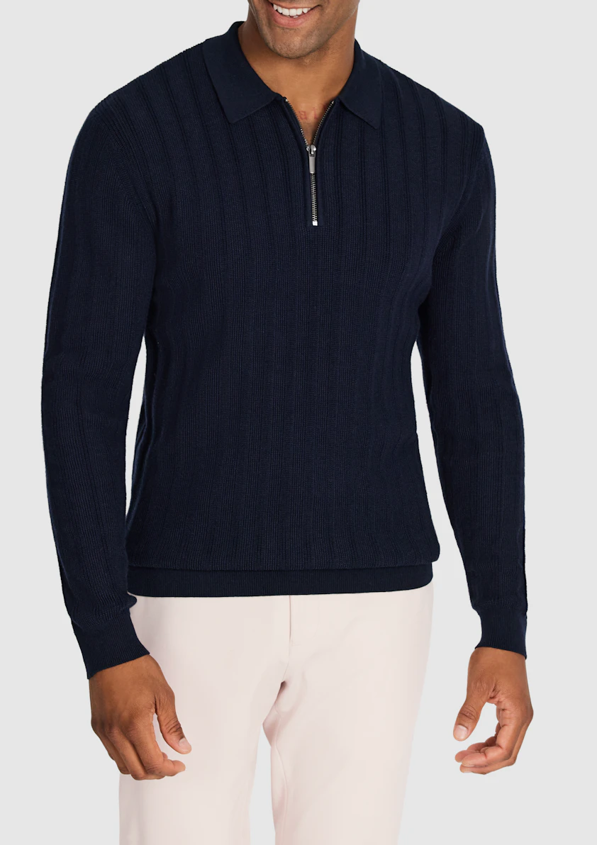 Navy Priestley Zip Knit