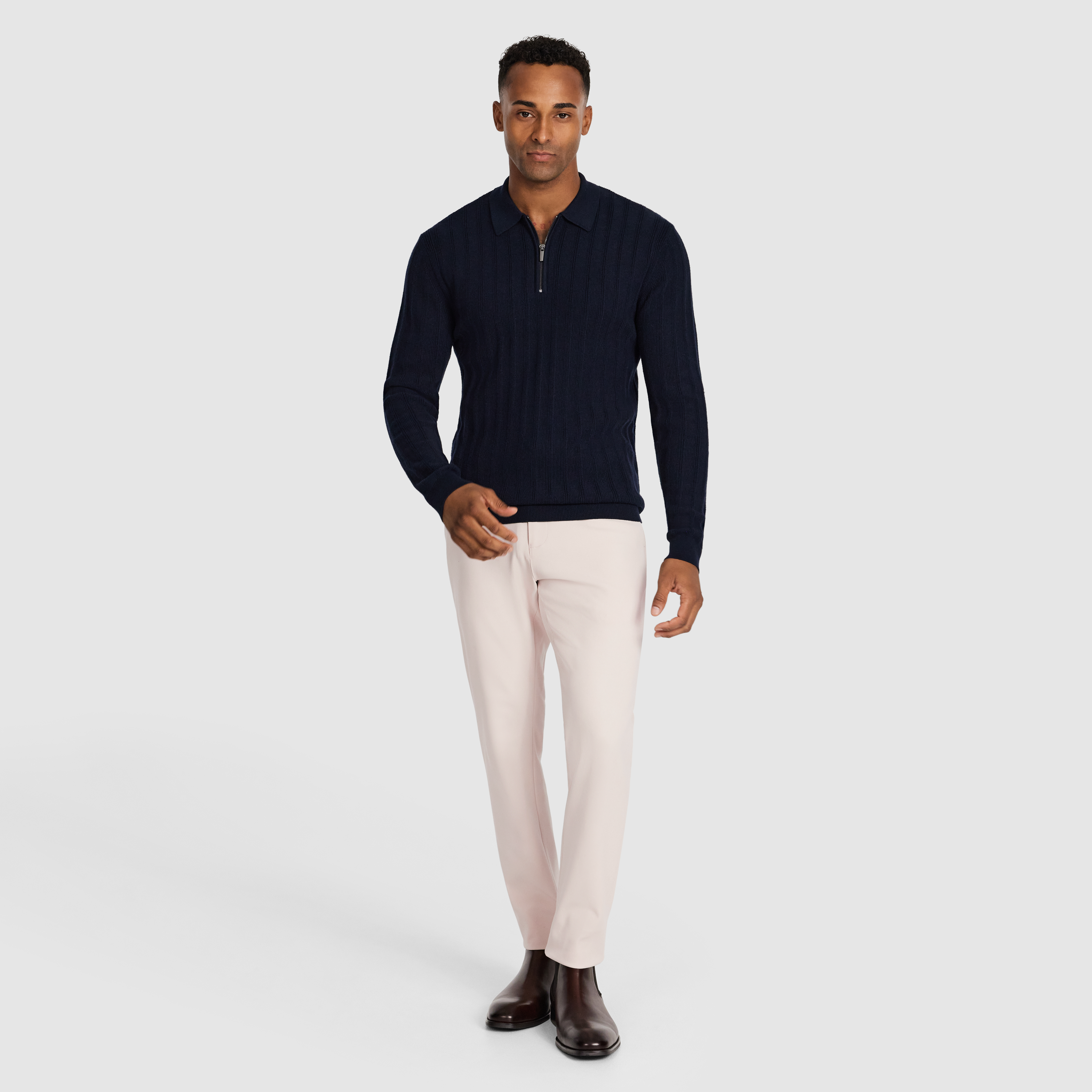 Navy Priestley Zip Knit