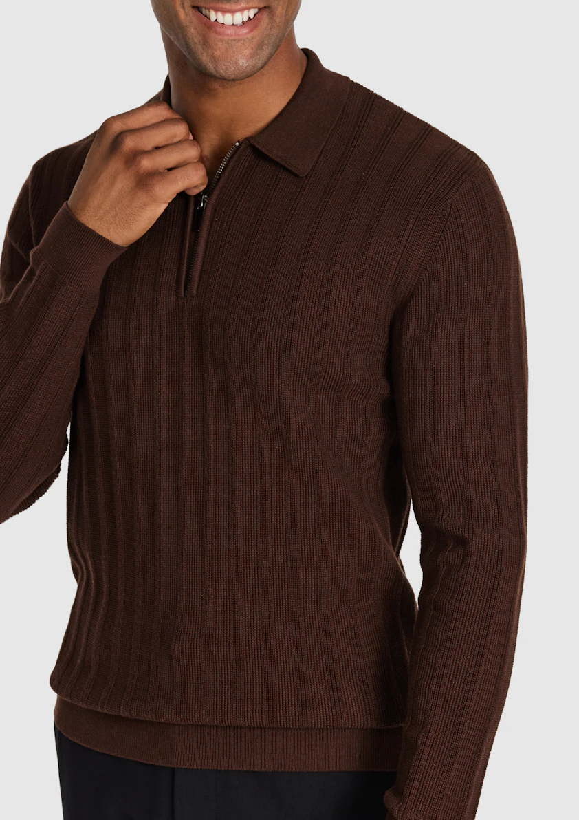 Rust Priestley Zip Knit