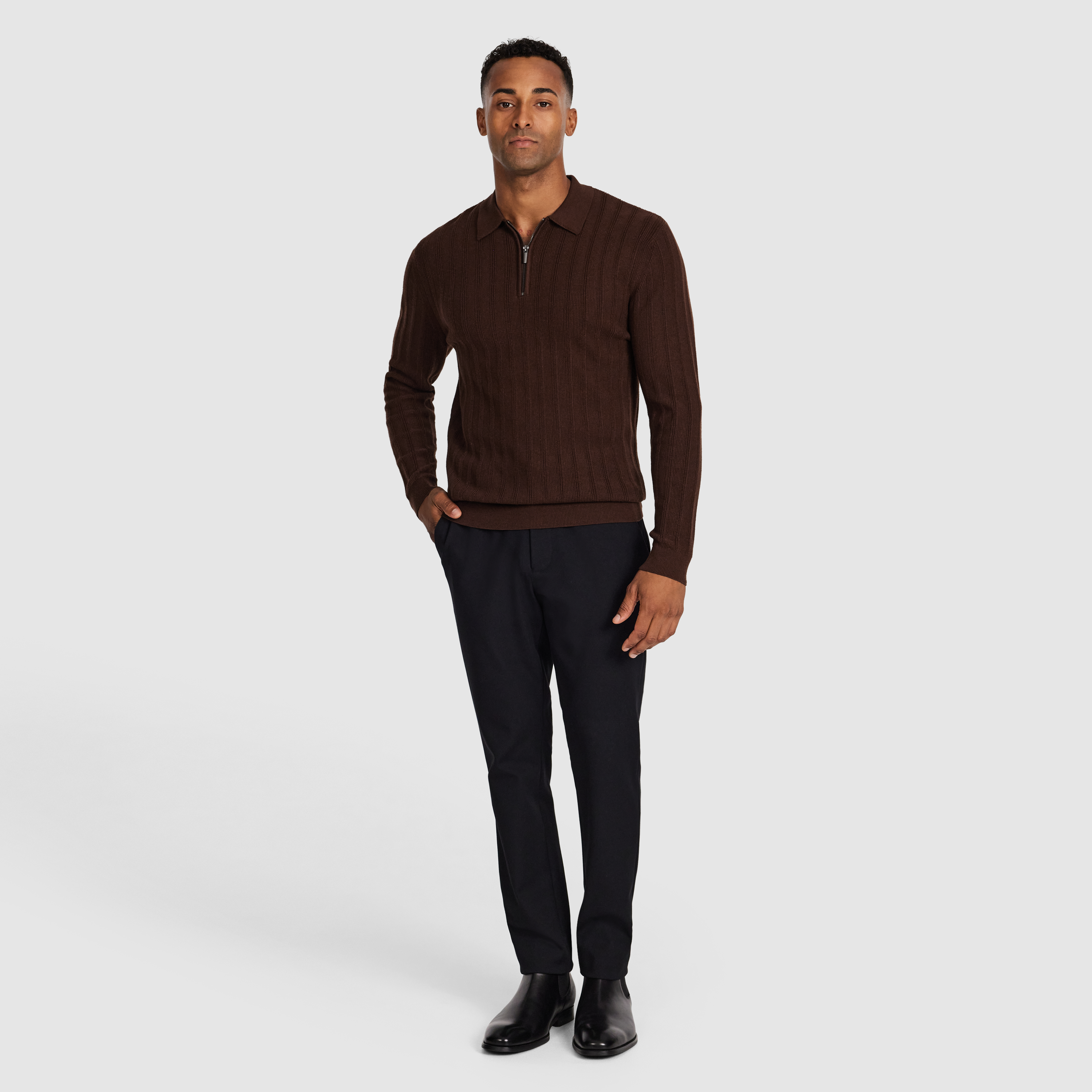 Rust Priestley Zip Knit