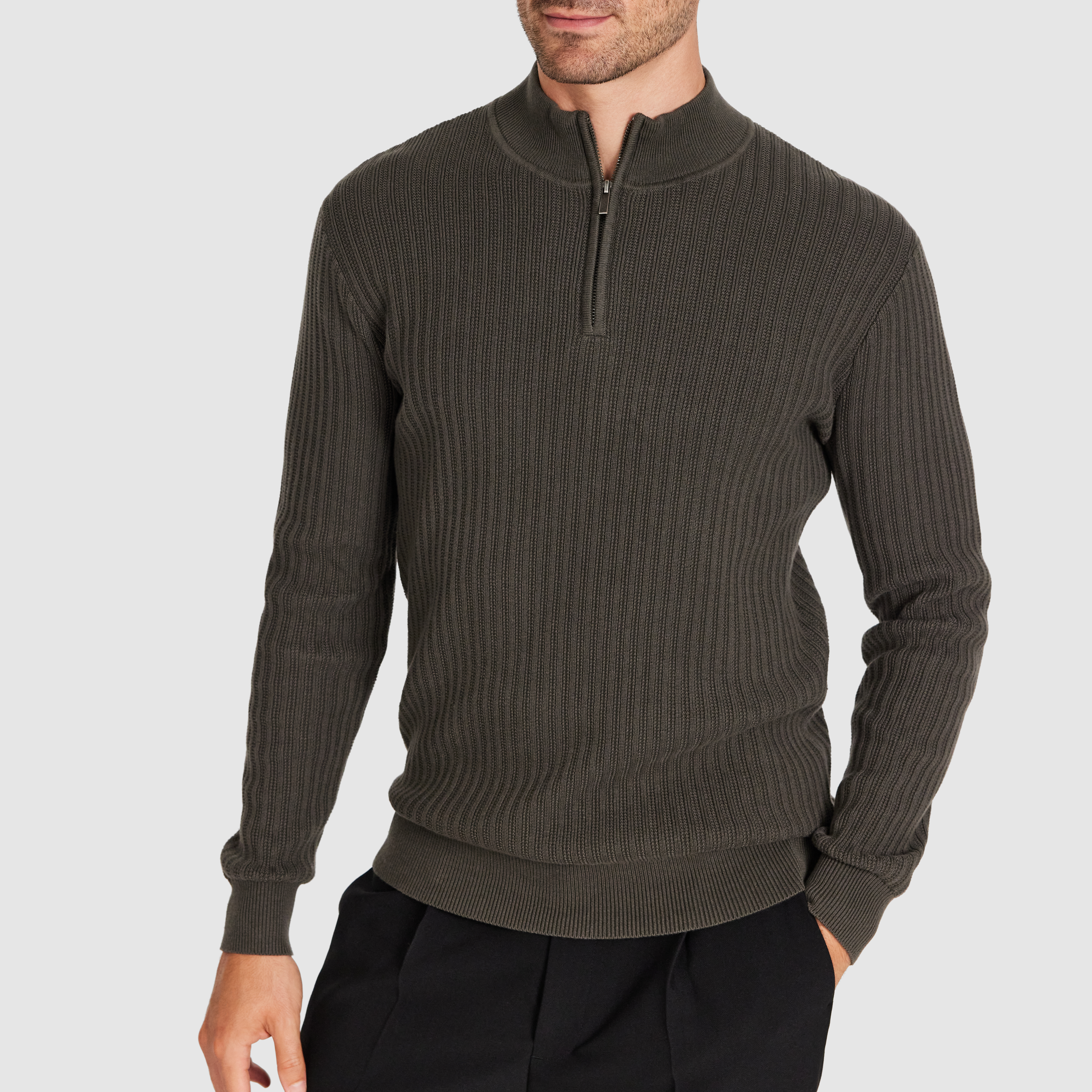 Henry Textured Zip Knit