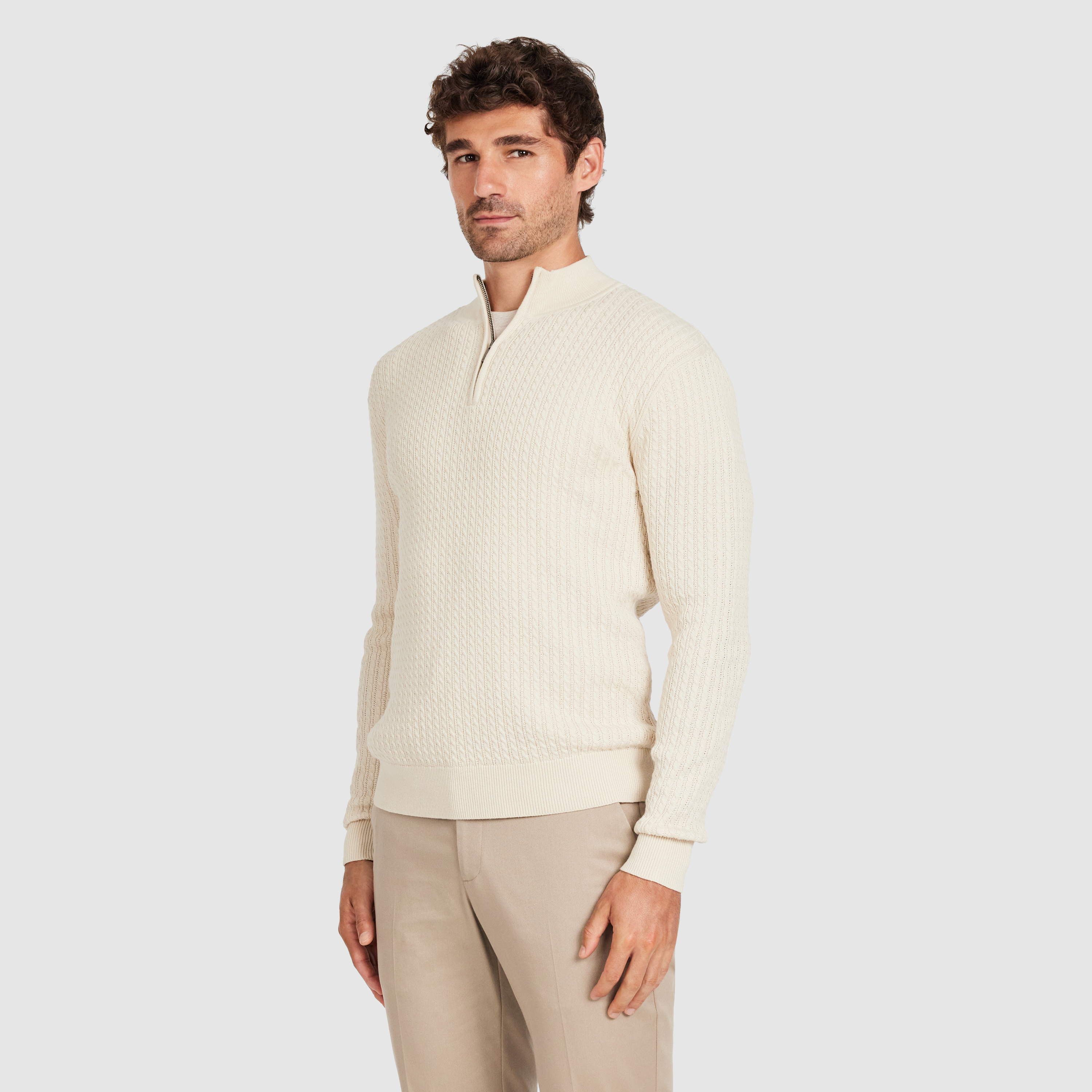 Stone Charly Cable Zip Knit