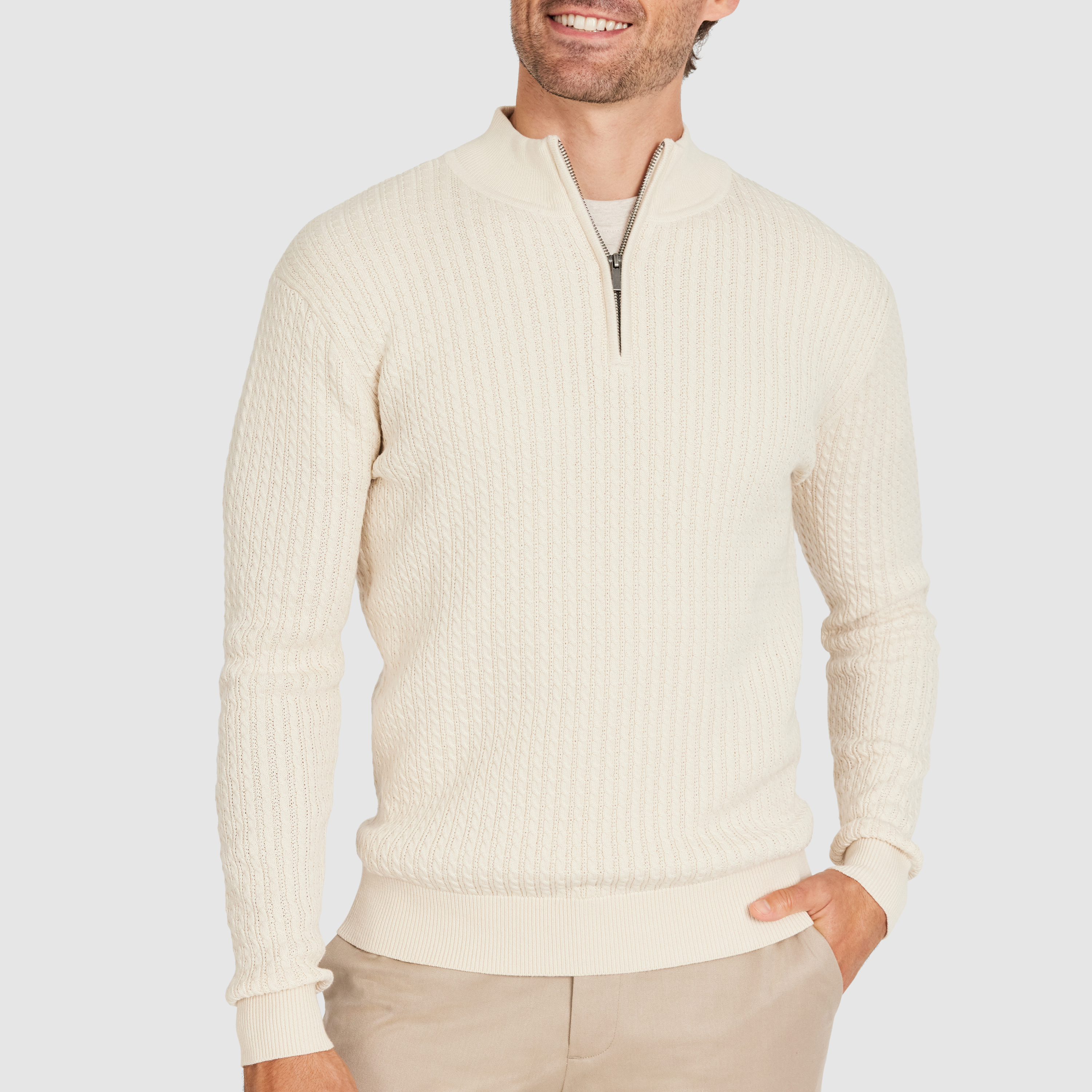 Stone Charly Cable Zip Knit