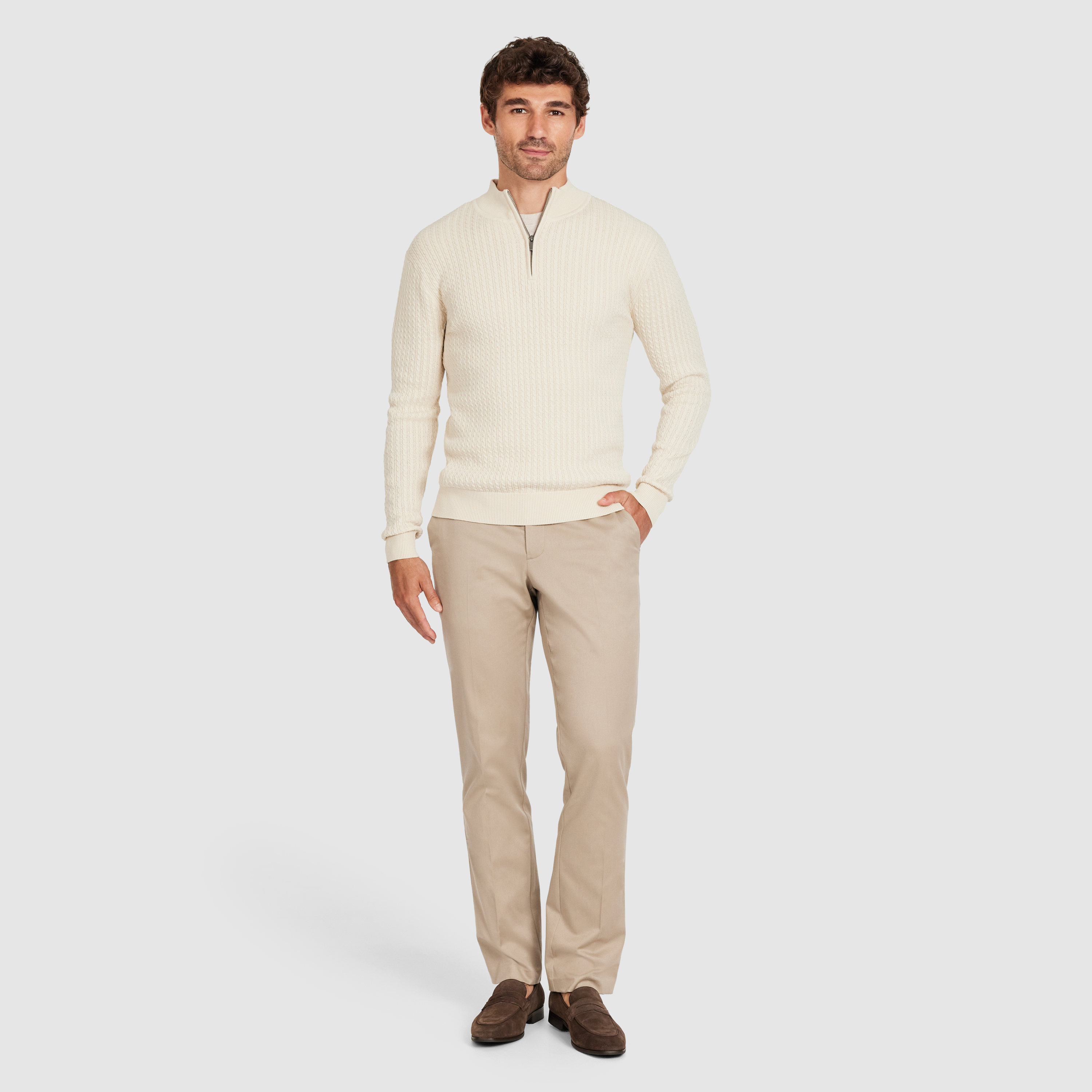 Stone Charly Cable Zip Knit