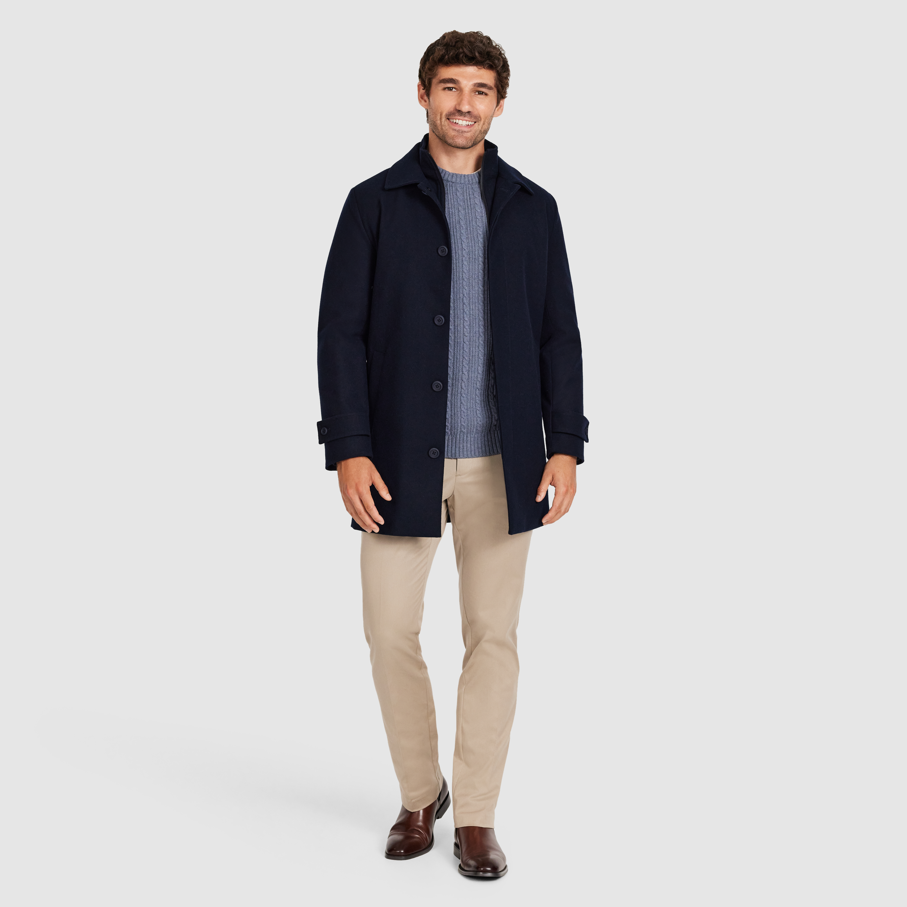 Mid Blue Rupert Wool Textured Crew Knit