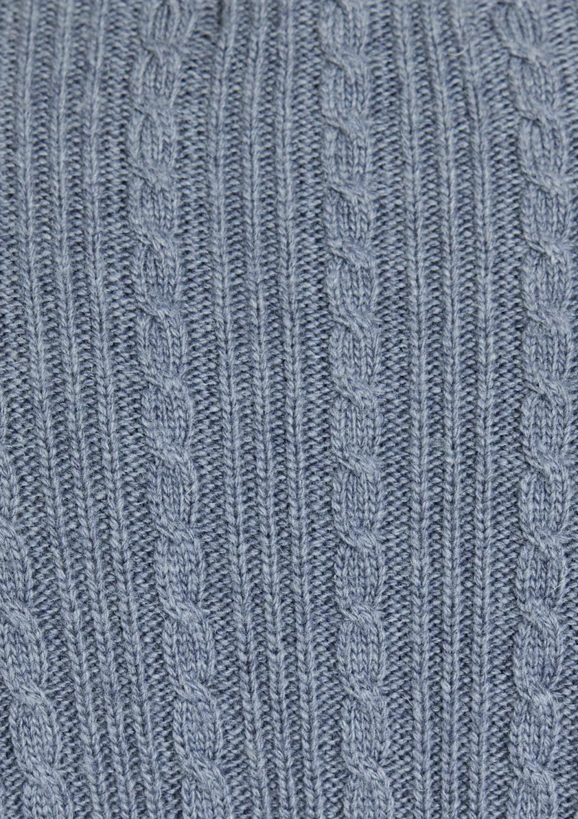 Mid Blue Rupert Wool Textured Crew Knit