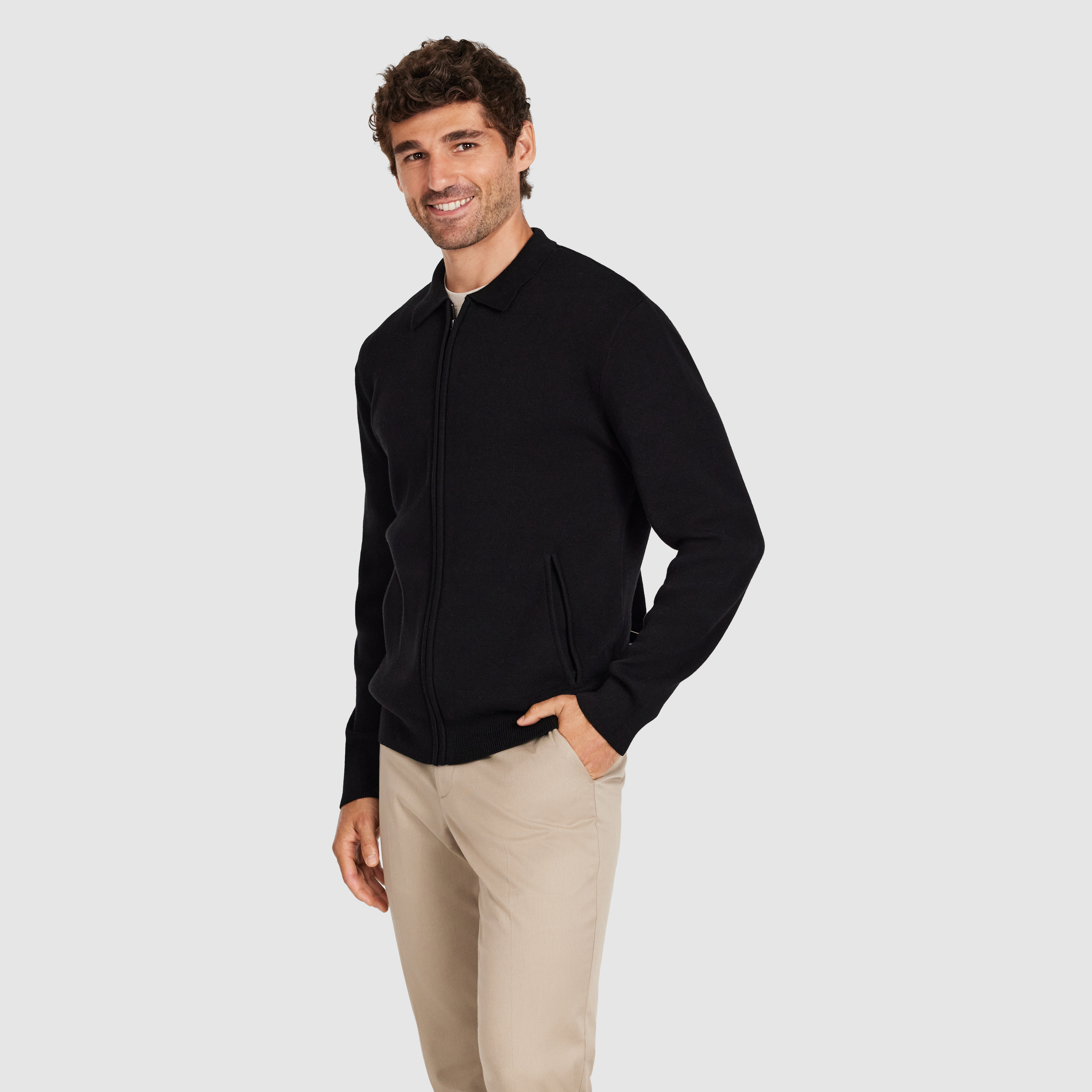 Black Atlas Zip Through Knit