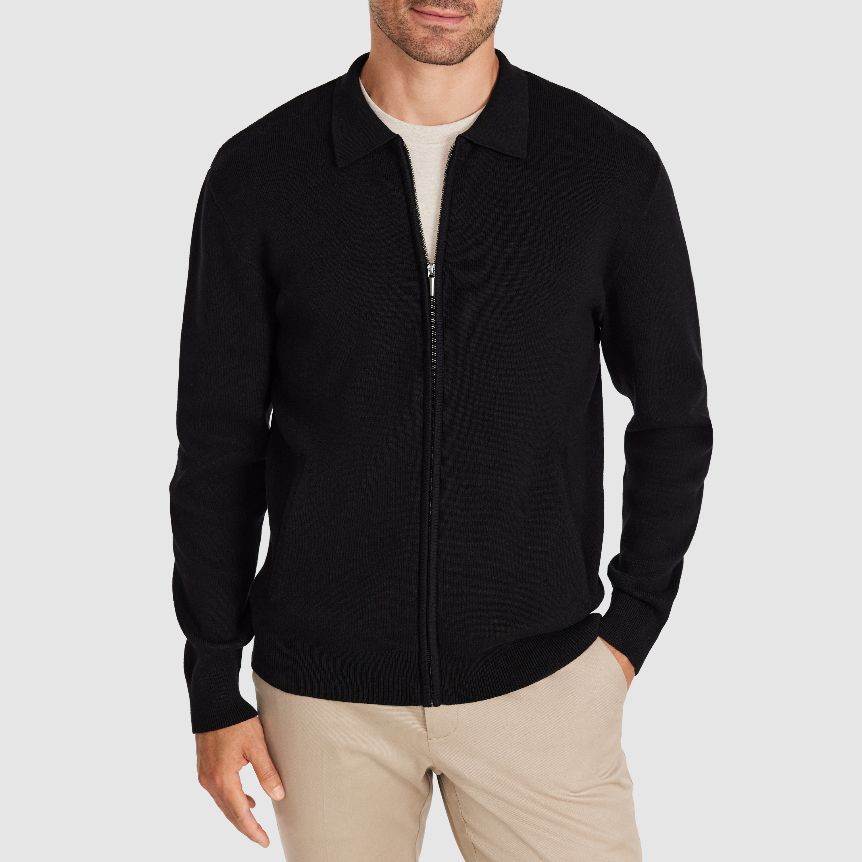 Black Atlas Zip Through Knit