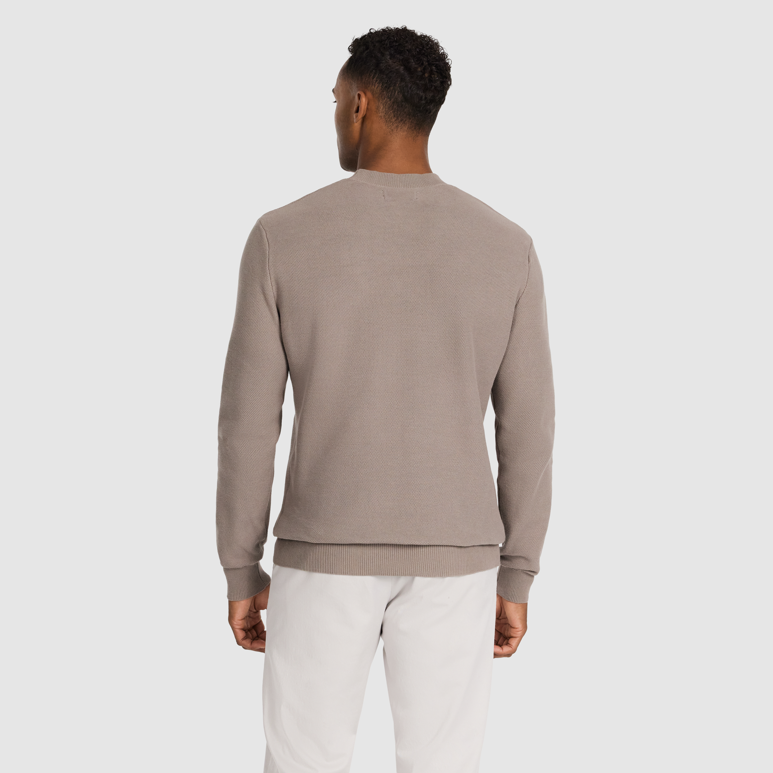 Latte Idris Textured Crew Knit