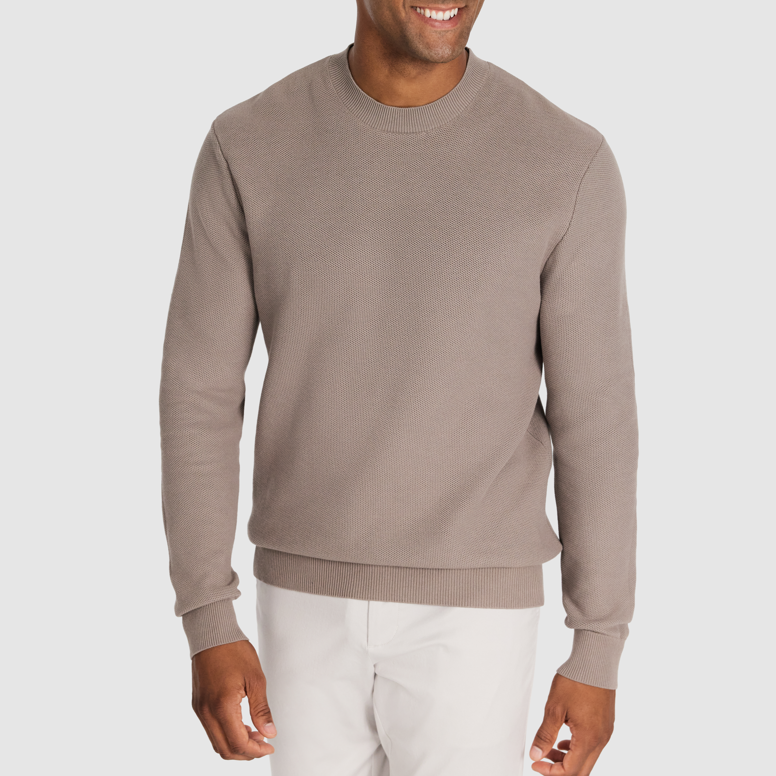 Latte Idris Textured Crew Knit