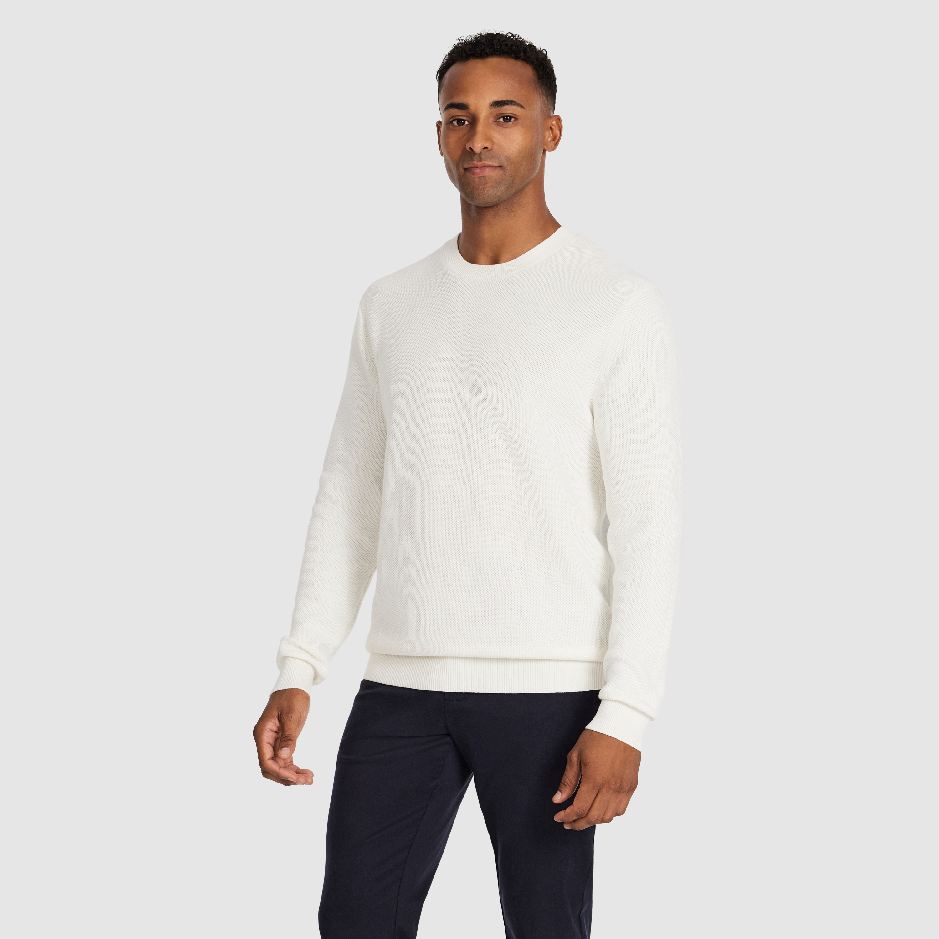 Winter White Idris Textured Crew Knit