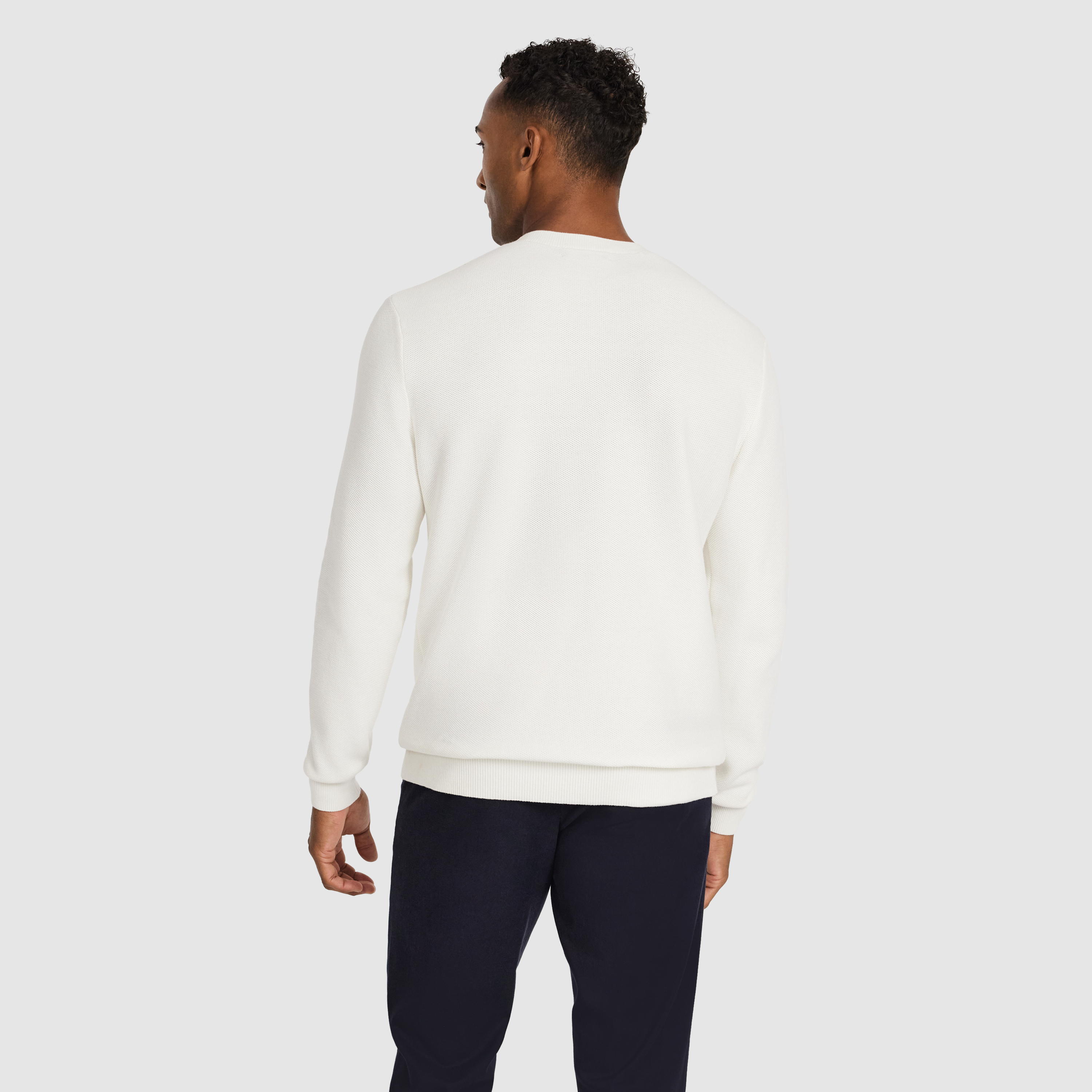 Winter White Idris Textured Crew Knit