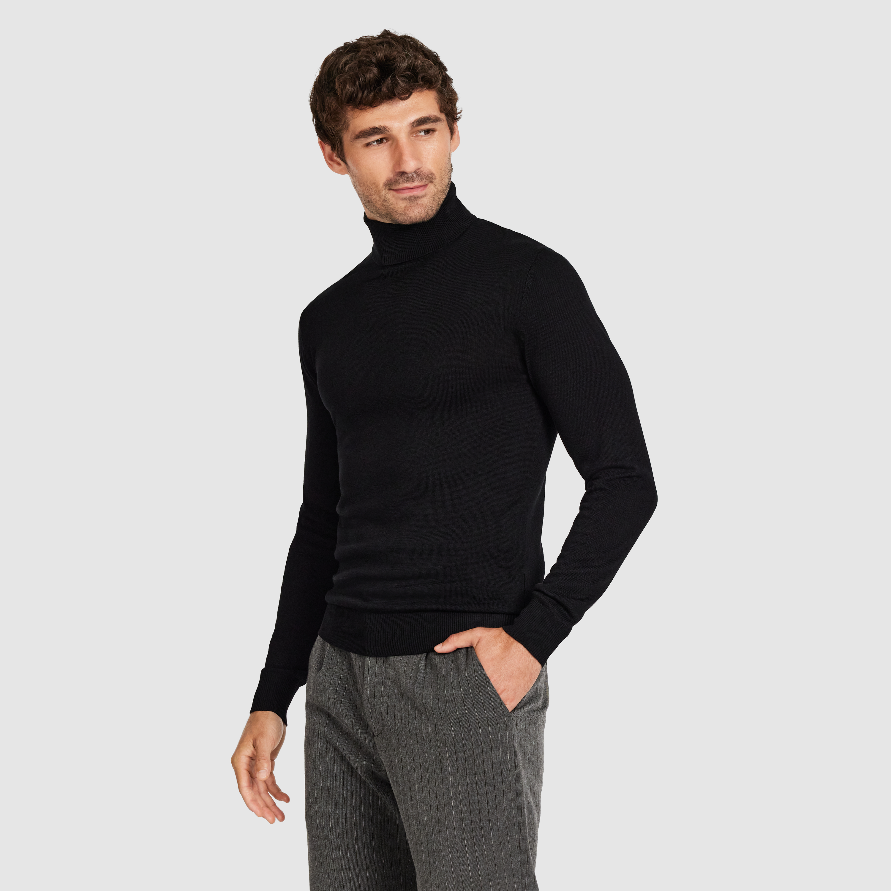 Black Marzell Roll Neck Knit