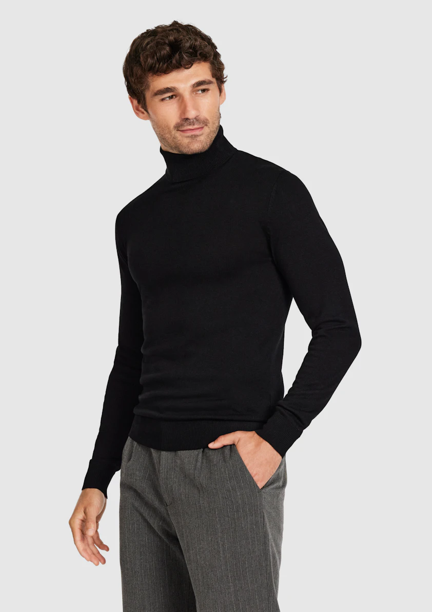 Black Marzell Roll Neck Knit