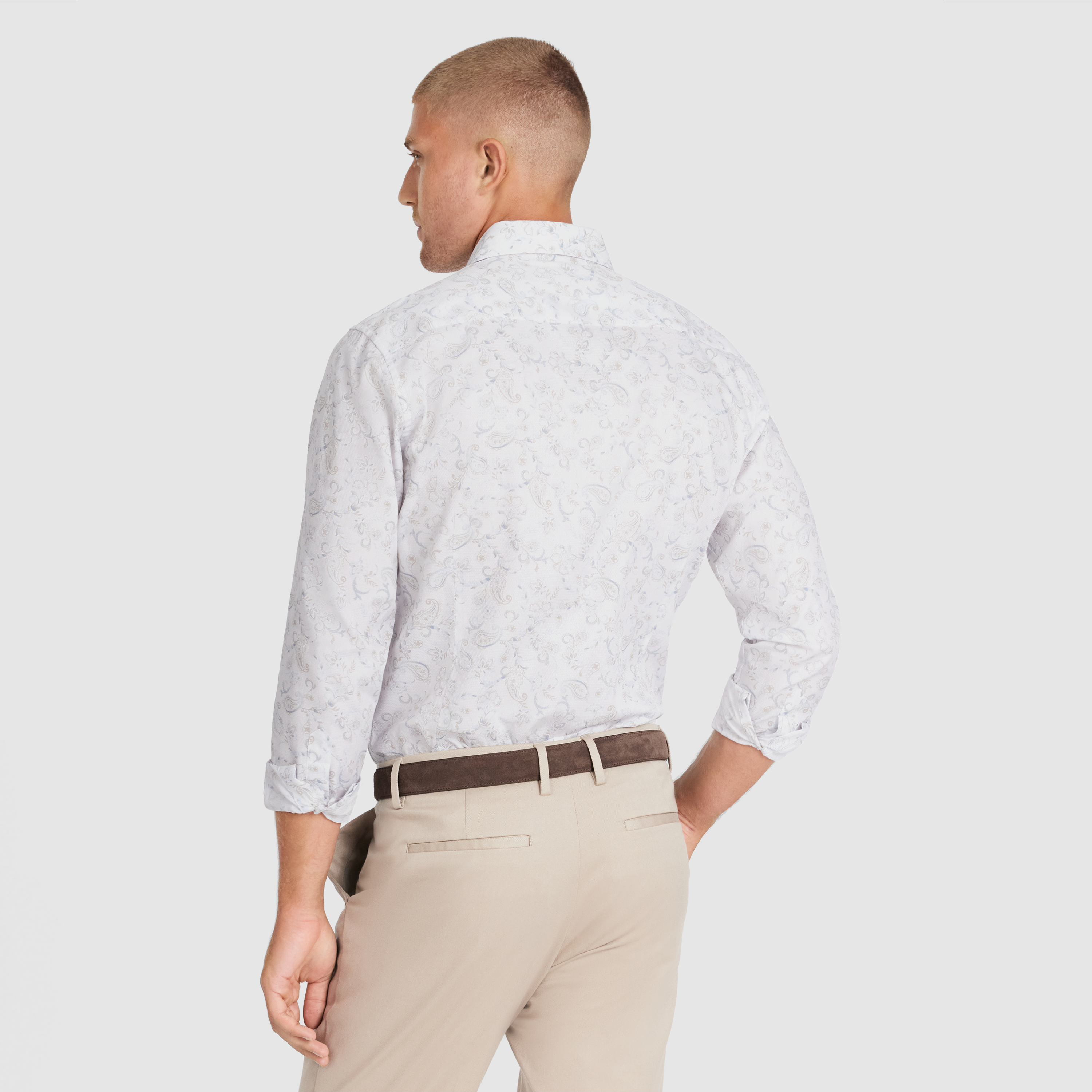 White Taj Slim Paisley Shirt