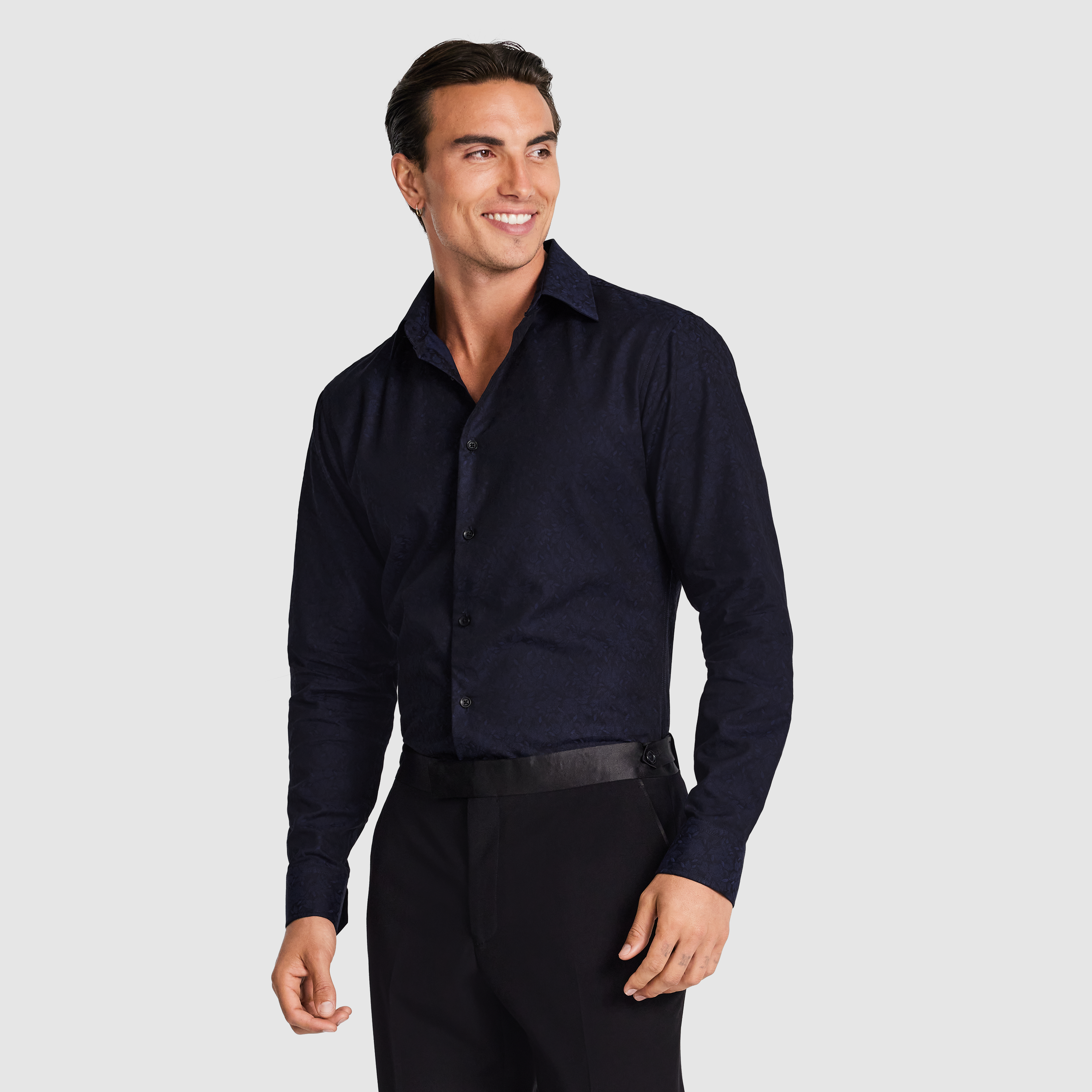 Midnight Anise Slim Floral Shirt