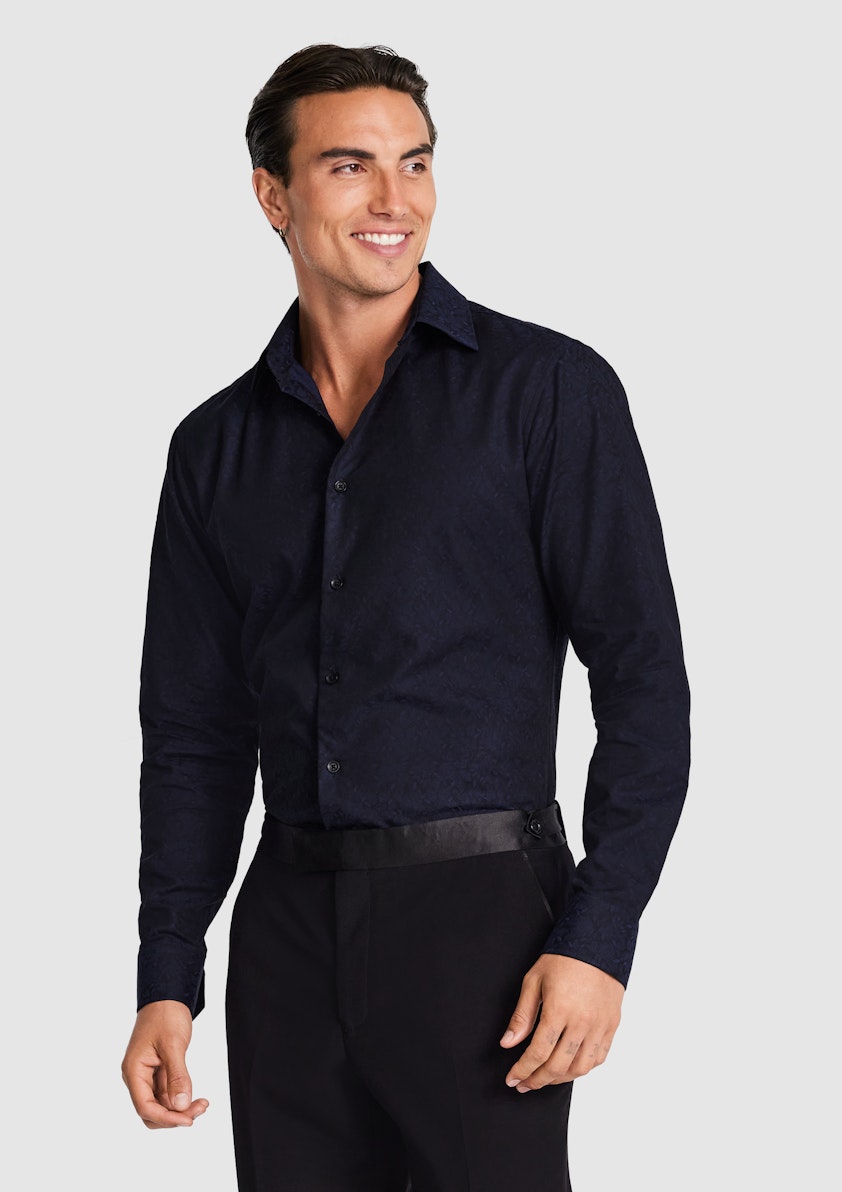 Midnight Anise Slim Floral Shirt