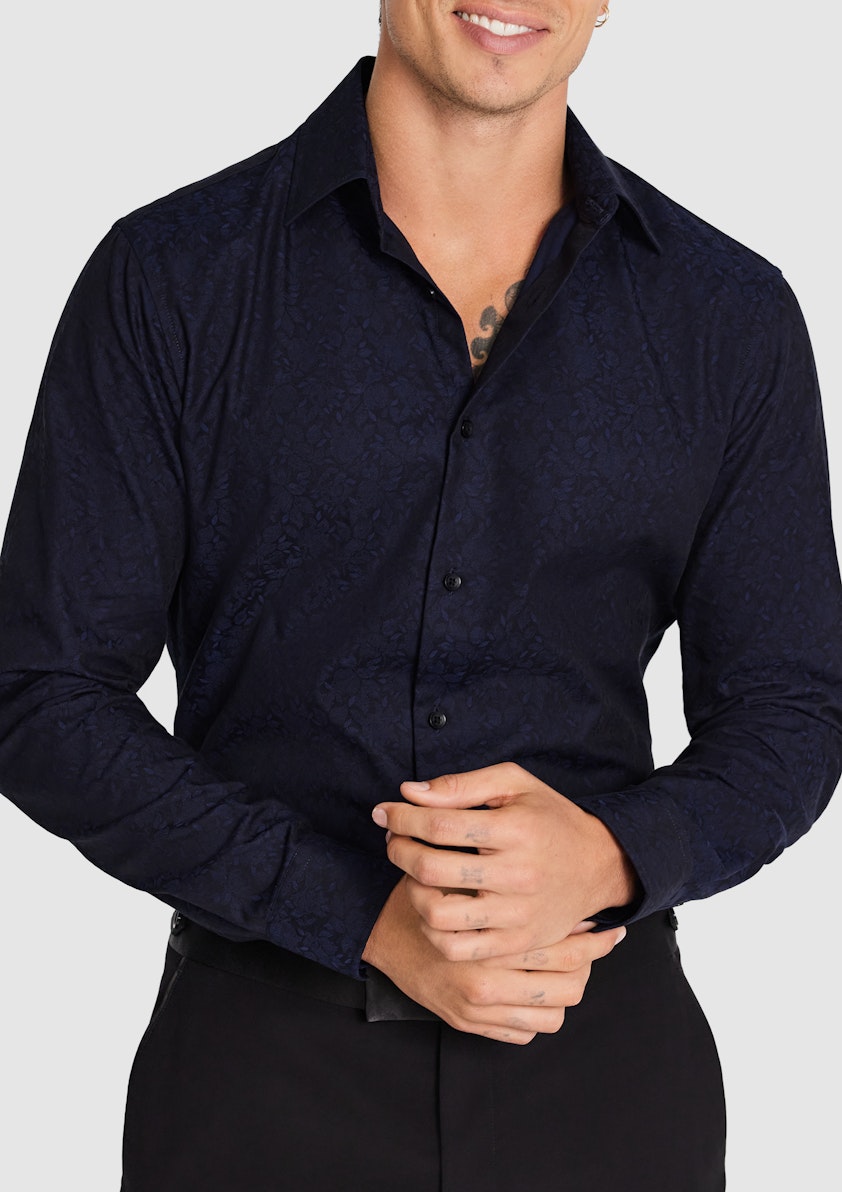 Midnight Anise Slim Floral Shirt