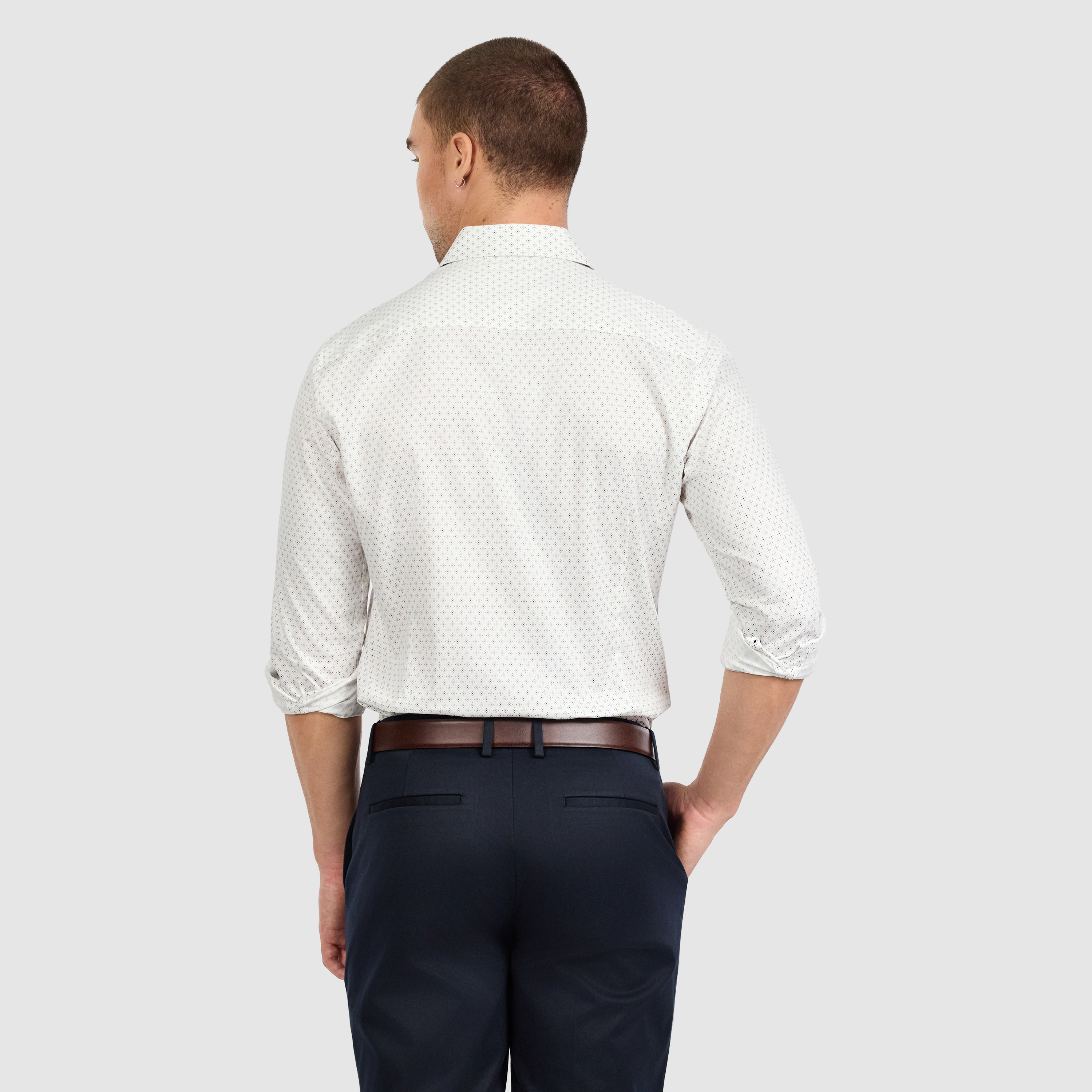 White Venice Slim Stretch Geo Shirt
