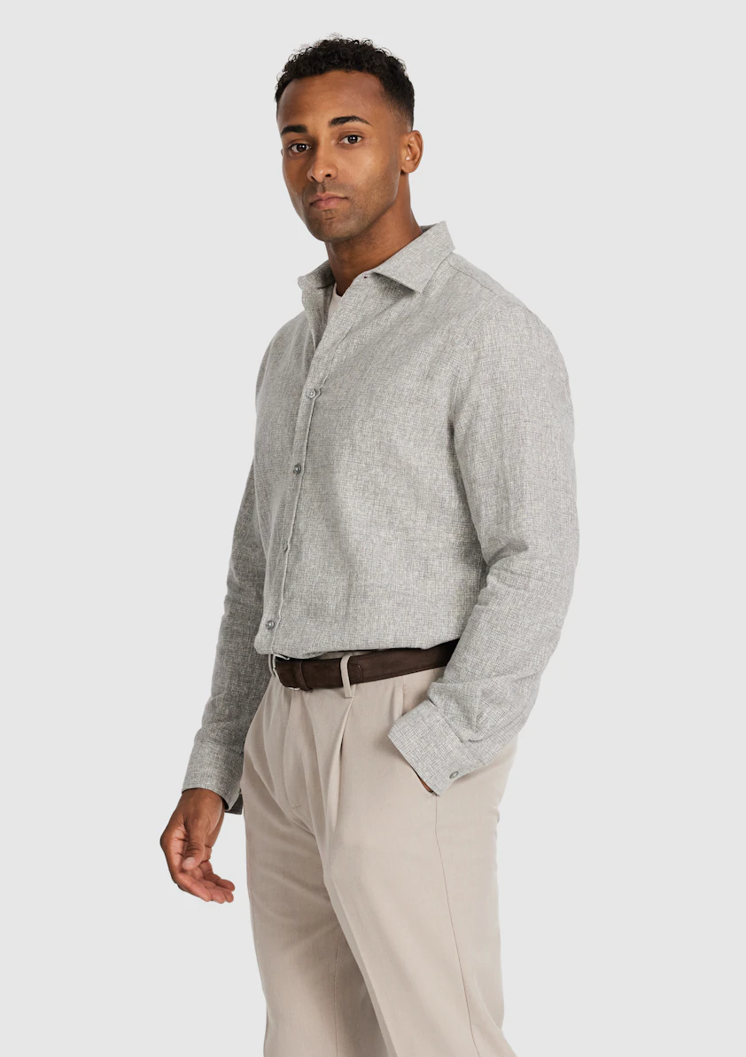 Latte Santigo Linen Textured Shirt