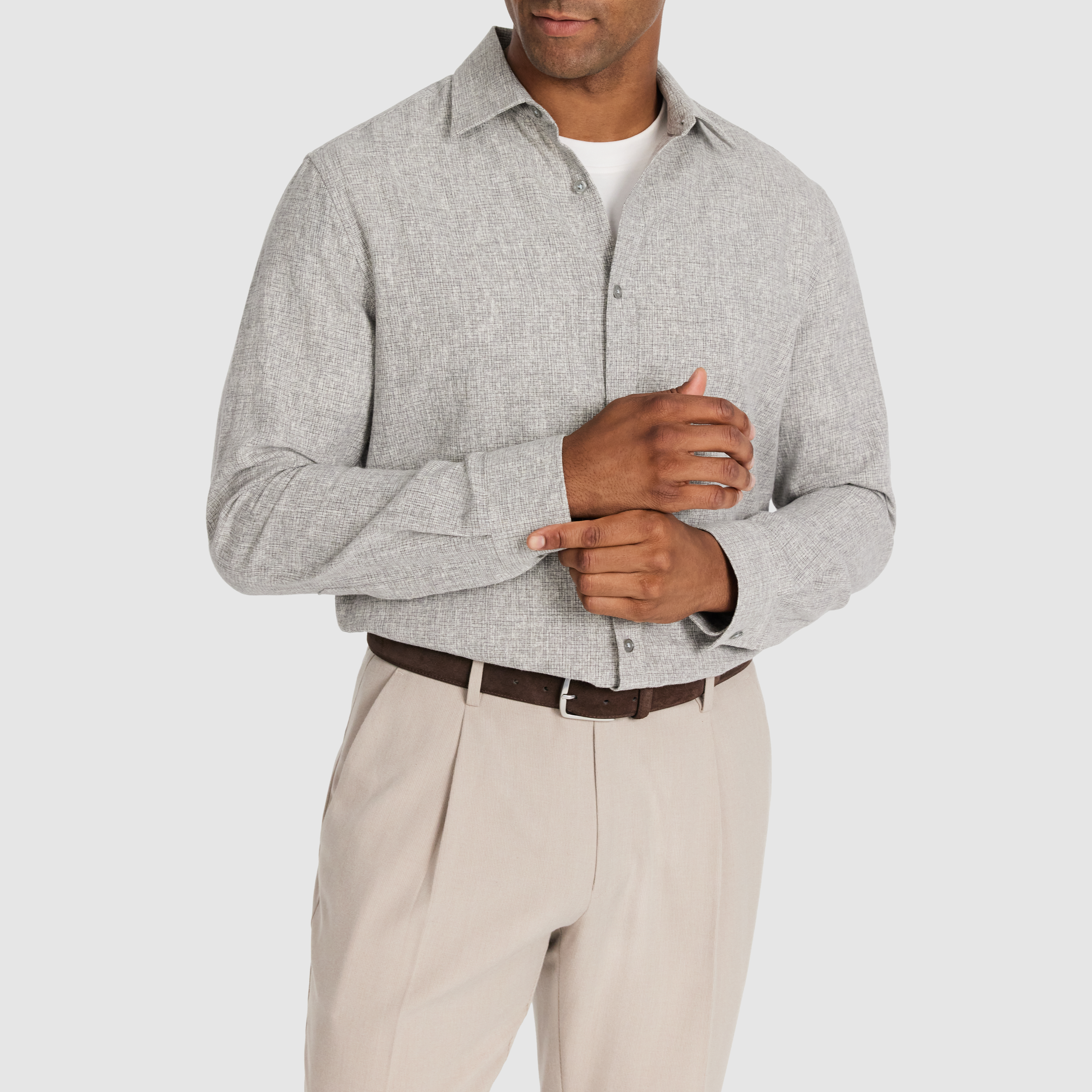 Latte Santigo Linen Textured Shirt