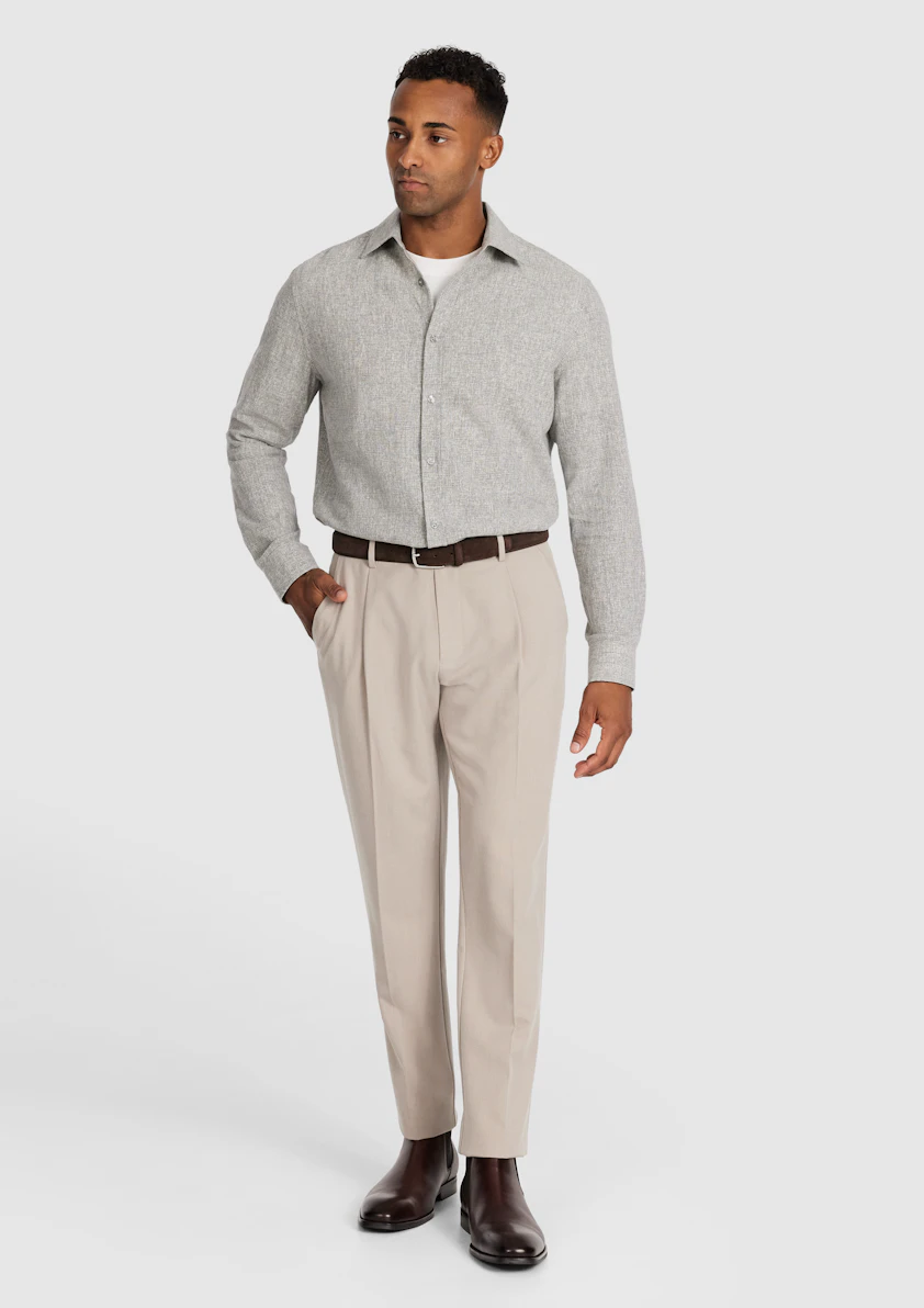 Latte Santigo Linen Textured Shirt