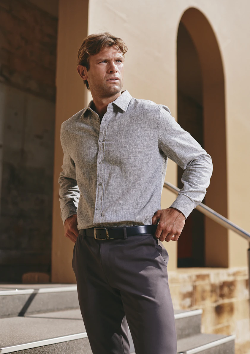 Latte Santigo Linen Textured Shirt
