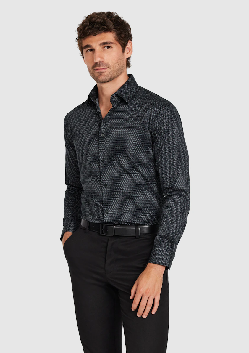 Charcoal Lisbon Slim Geo Shirt