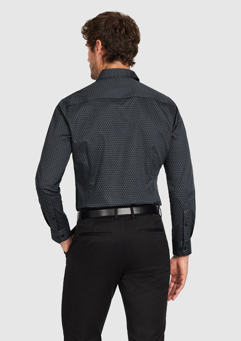 Charcoal Lisbon Slim Geo Shirt
