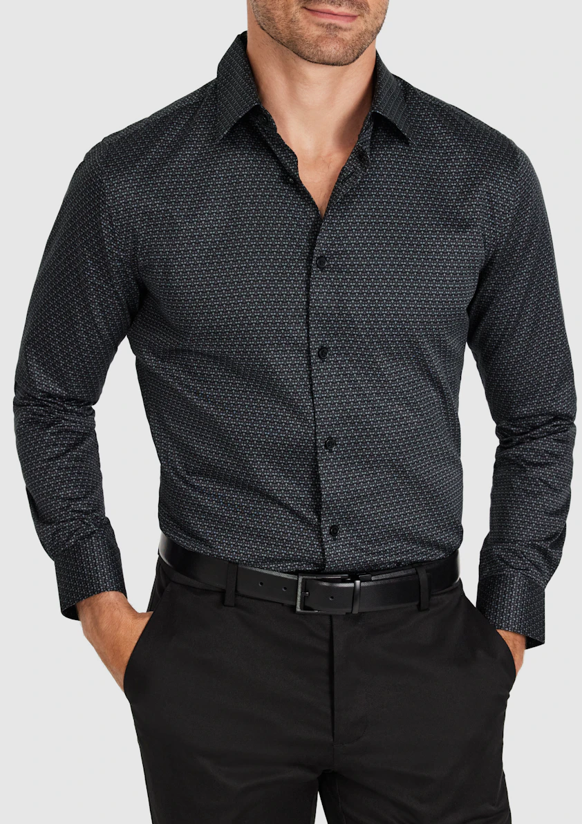 Charcoal Lisbon Slim Geo Shirt