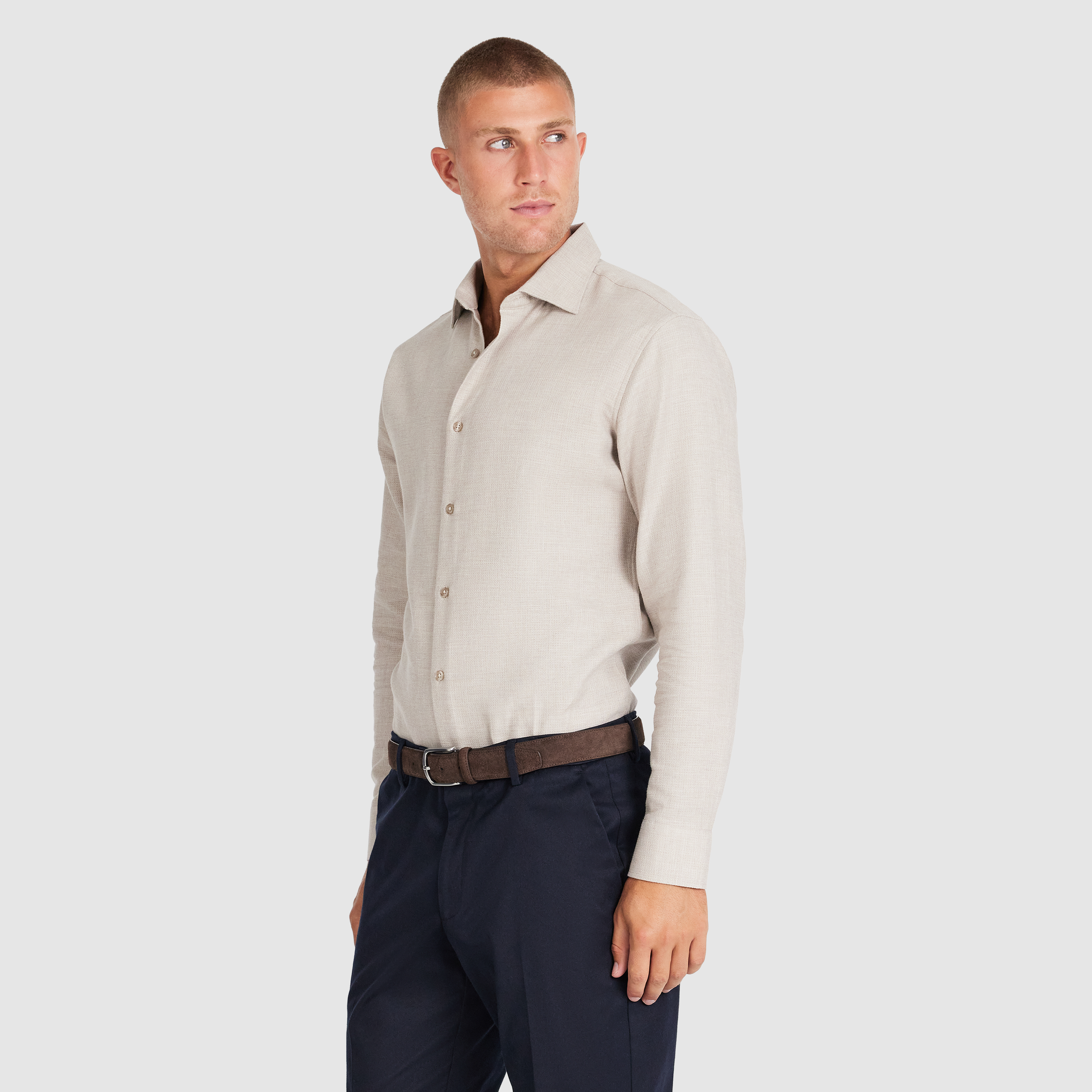 Latte Iggy Slim Textured Shirt