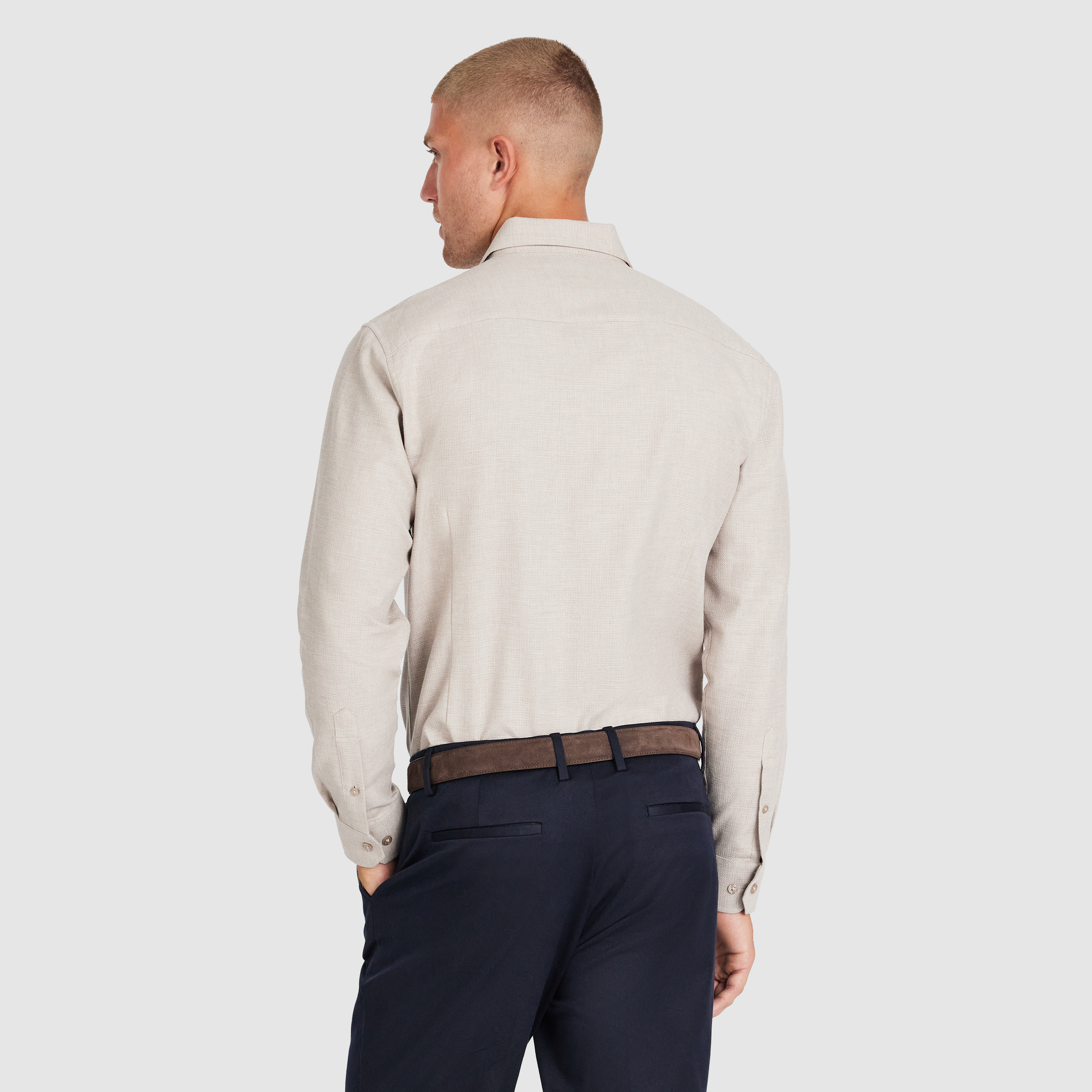 Latte Iggy Slim Textured Shirt