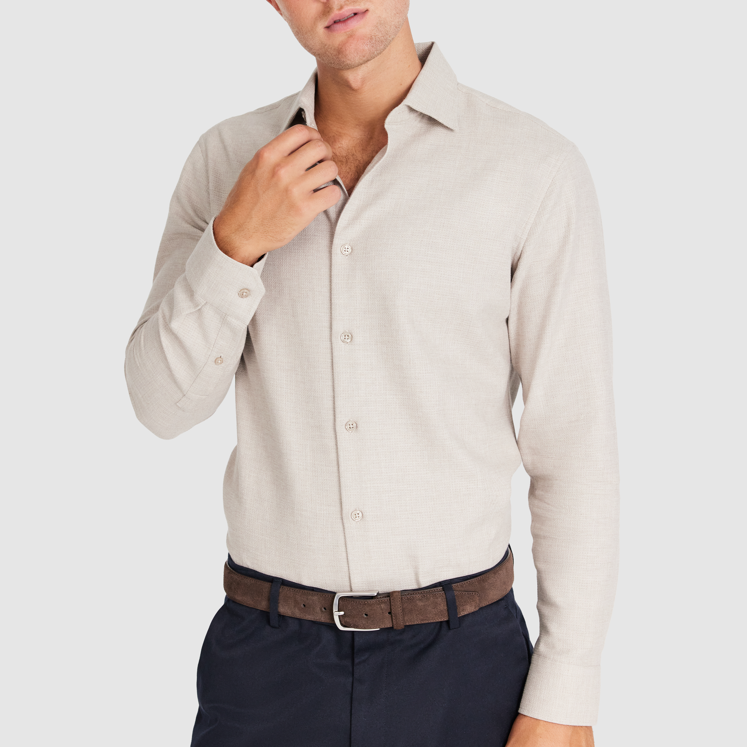 Latte Iggy Slim Textured Shirt