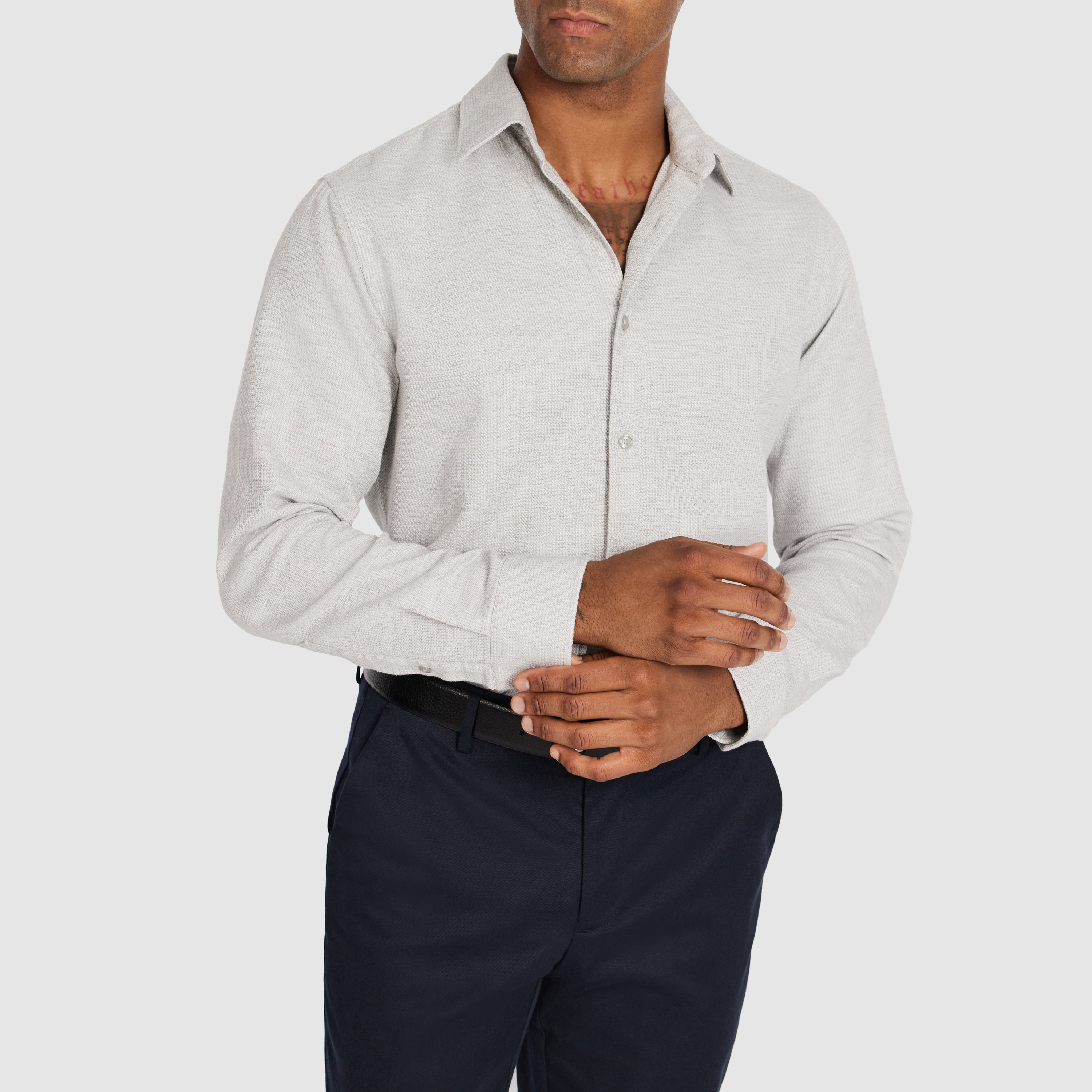 Silver Iggy Slim Textured Shirt