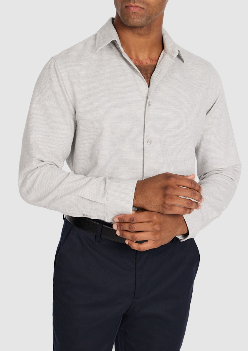 Silver Iggy Slim Textured Shirt