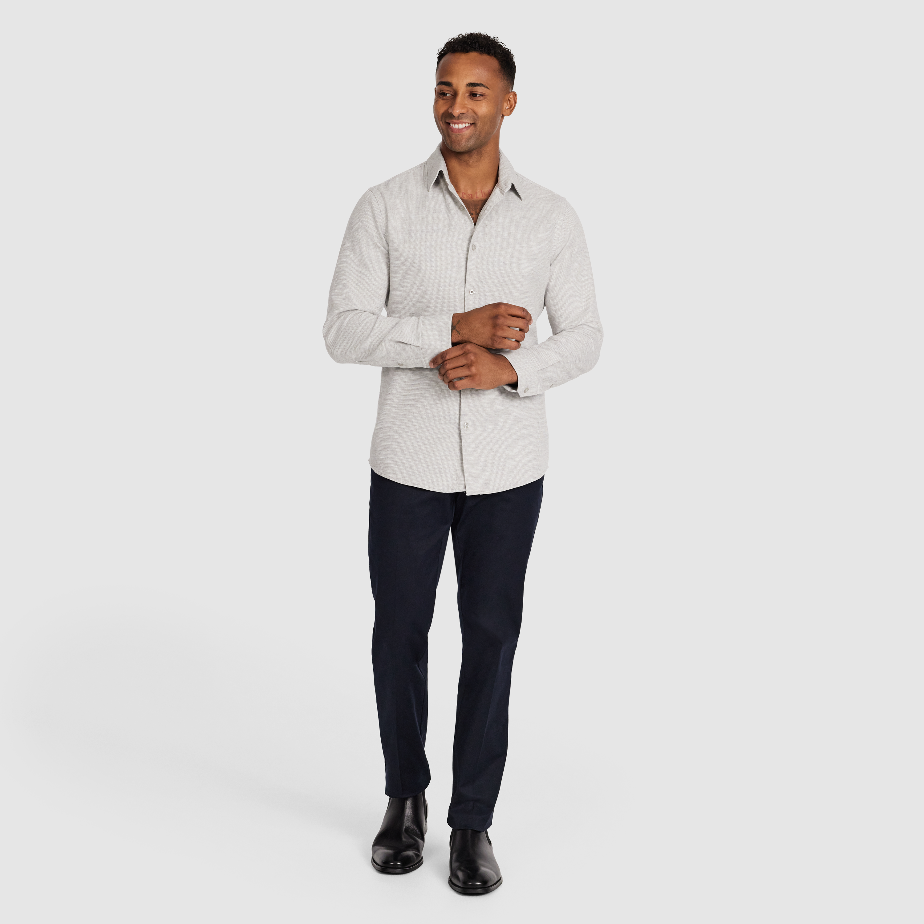 Silver Iggy Slim Textured Shirt