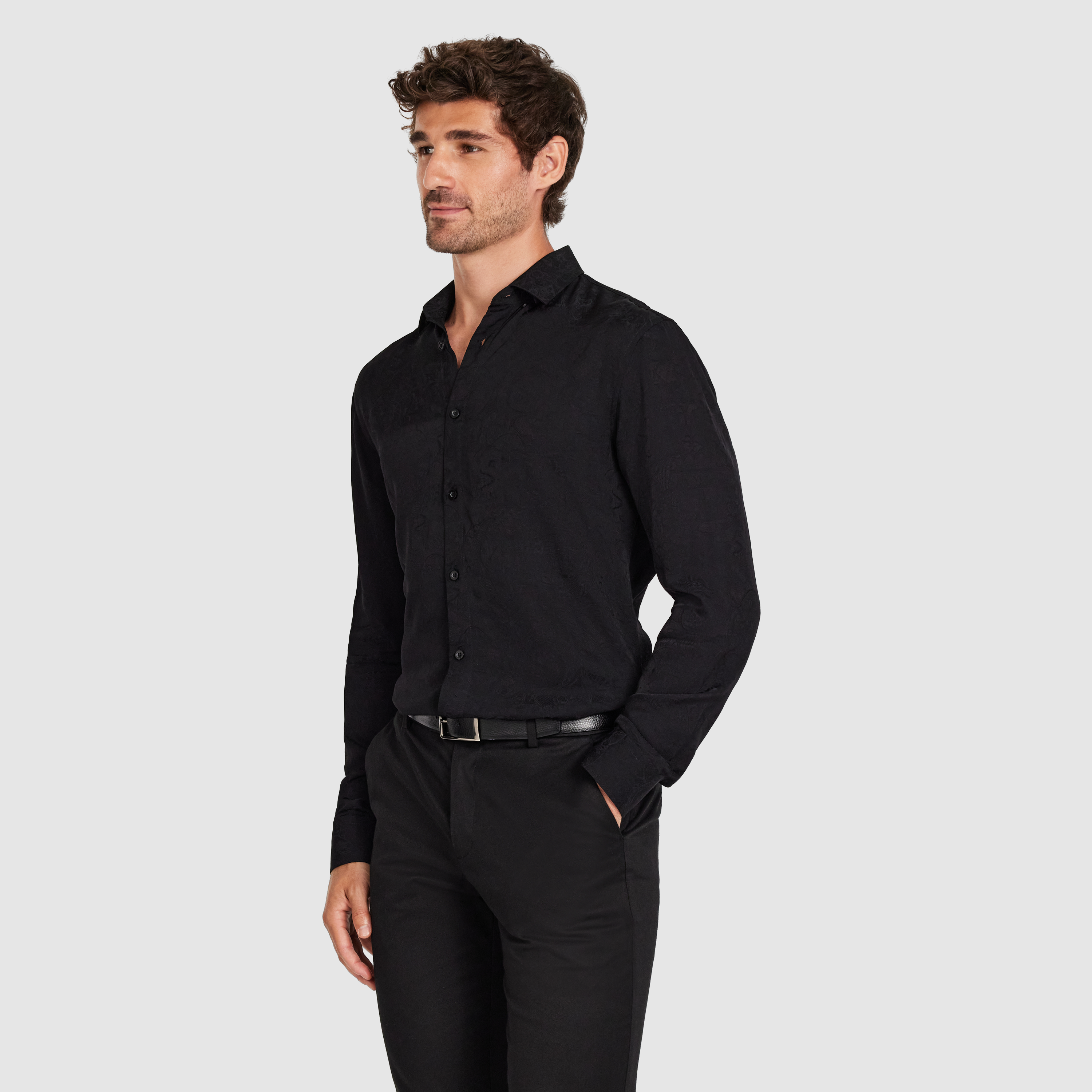 Black Vegas Viscose Paisley Shirt
