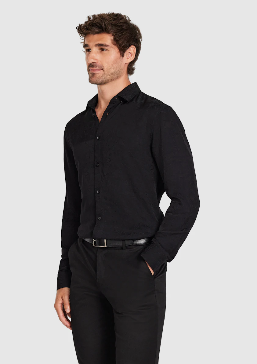 Black Vegas Viscose Paisley Shirt